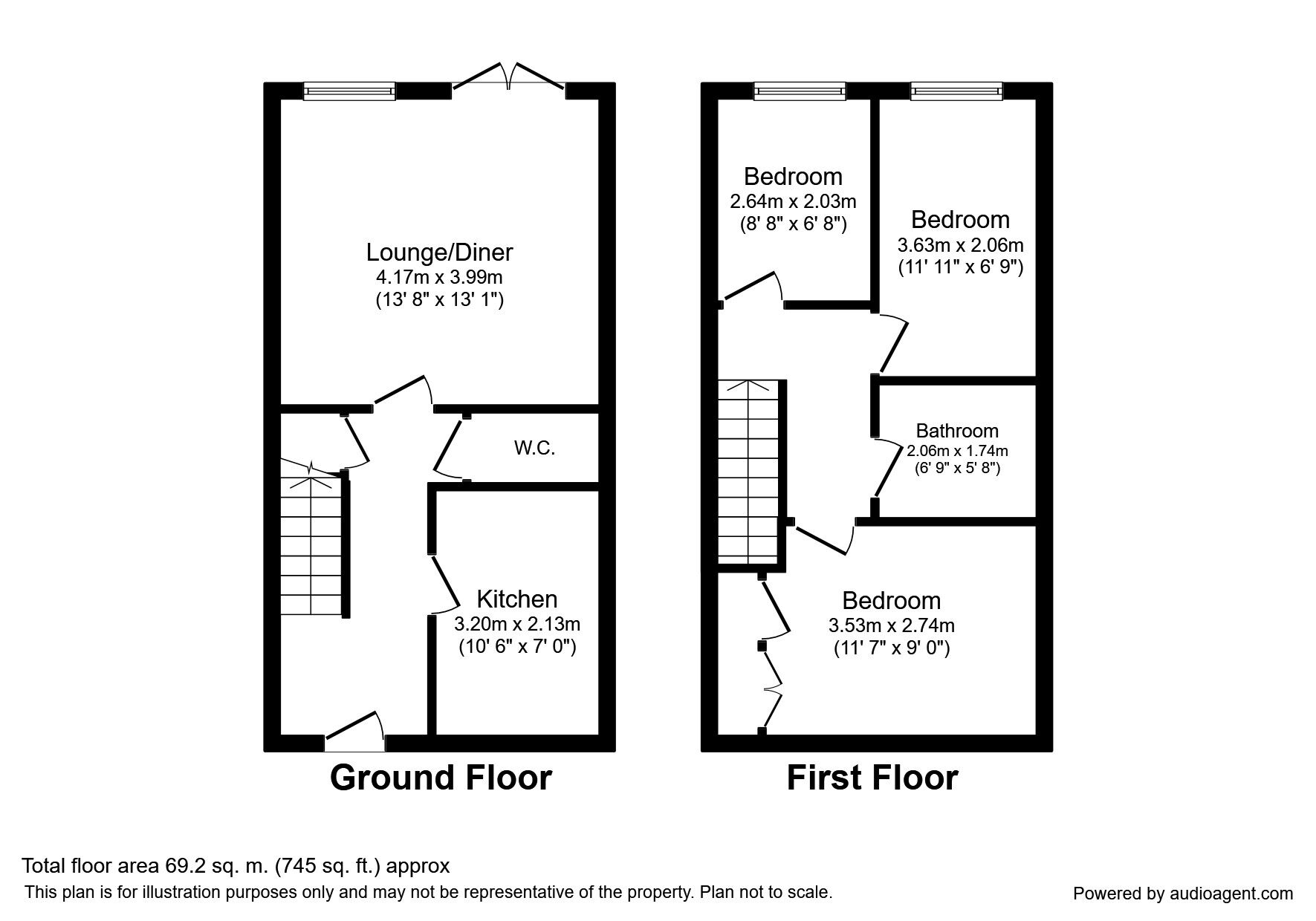 Floorplan of 3 bedroom Semi Detached House to rent, Brompton Road, Hamilton, Leicester, LE5