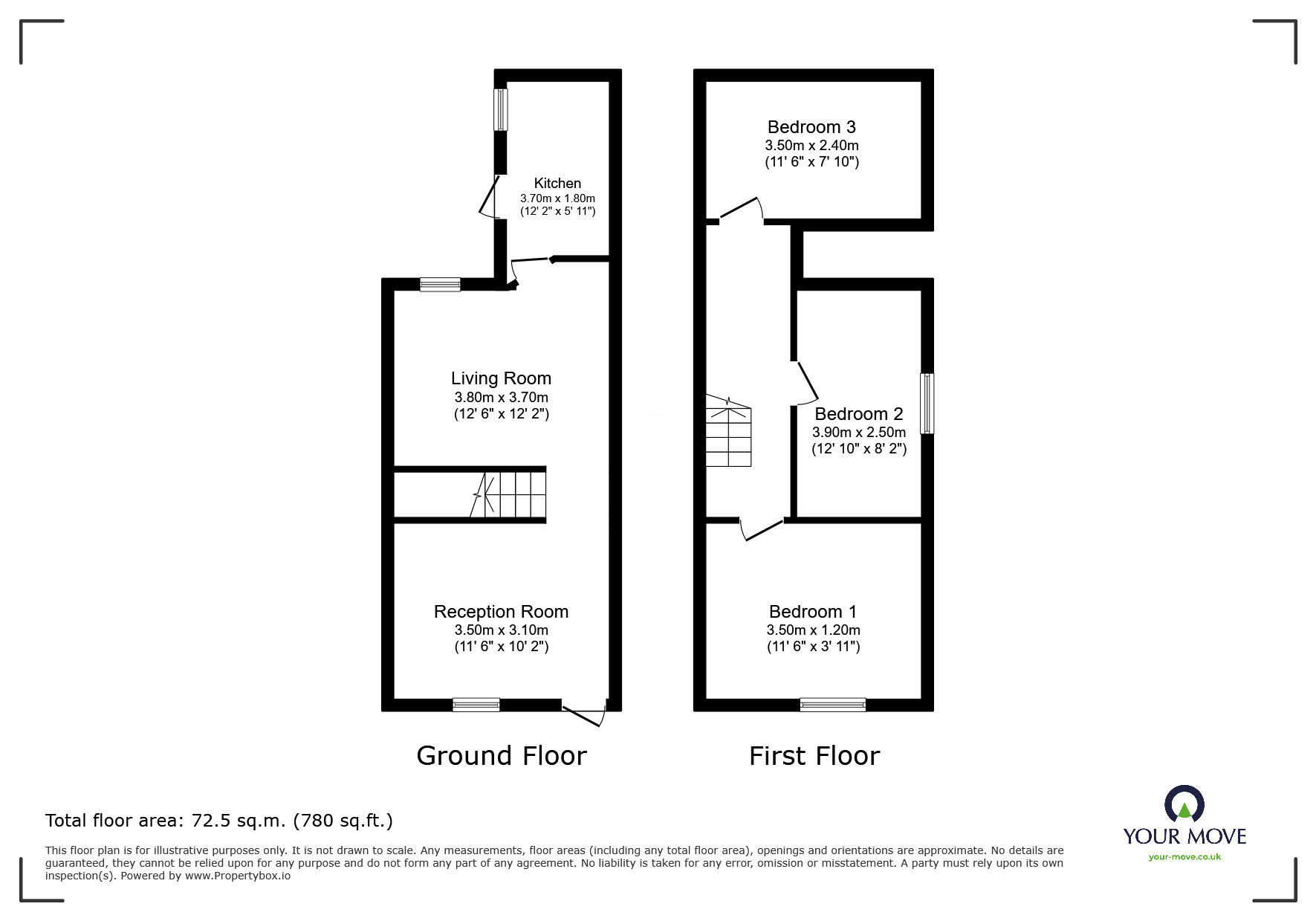 Floorplan of 2 bedroom Mid Terrace House to rent, Paton Street, Leicester, LE3