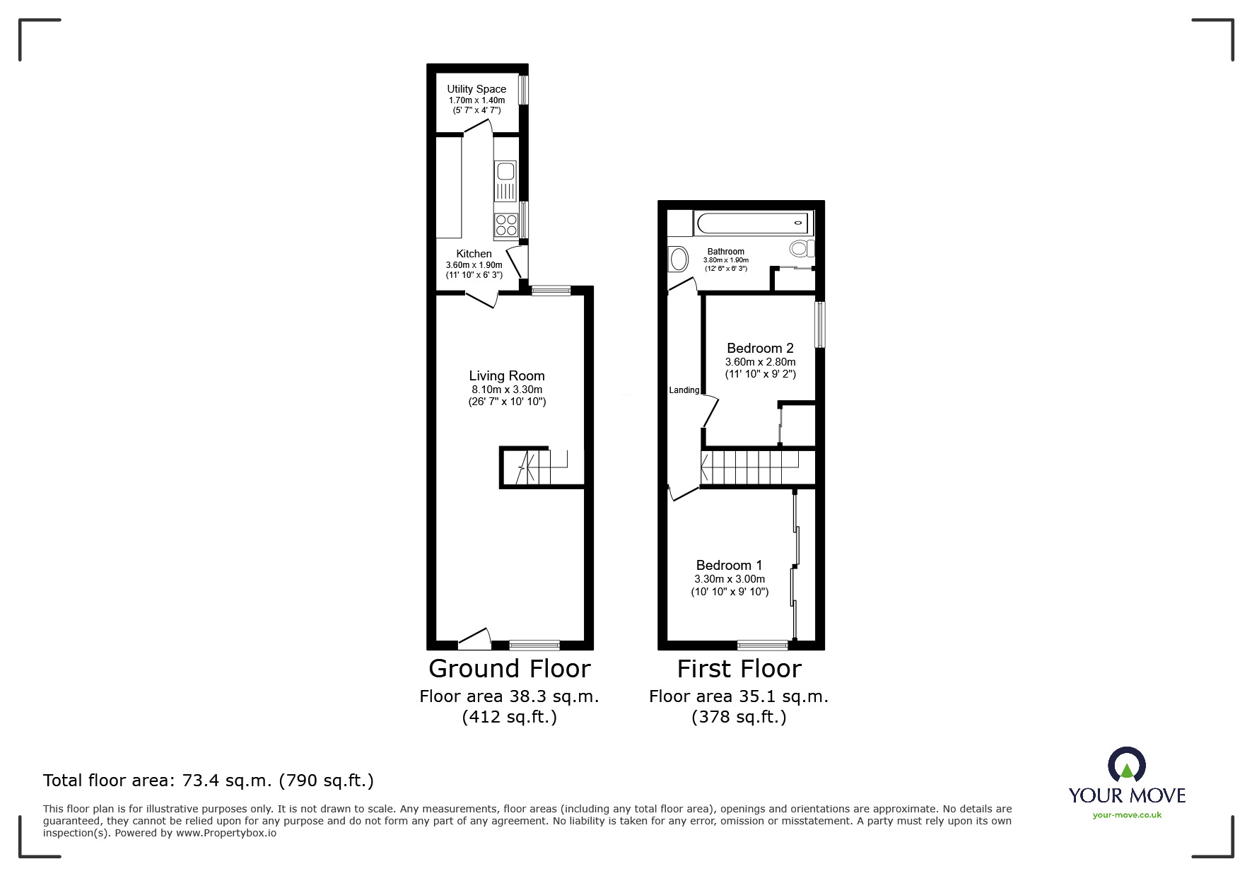 Floorplan of 2 bedroom Mid Terrace House to rent, Pool Road, Leicester, LE3