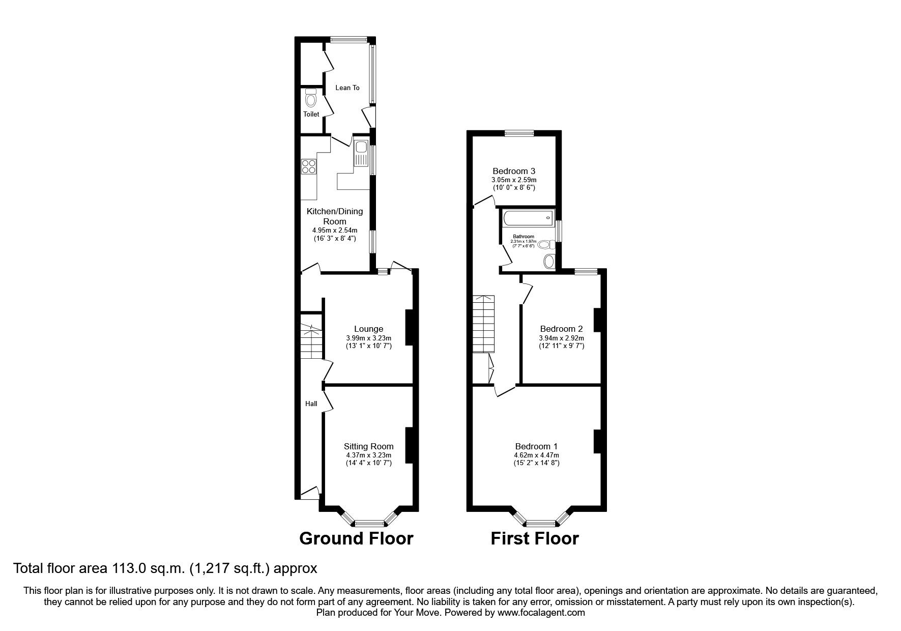 Floorplan of 3 bedroom Mid Terrace House for sale, Harrow Road, Leicester, Leicestershire, LE3