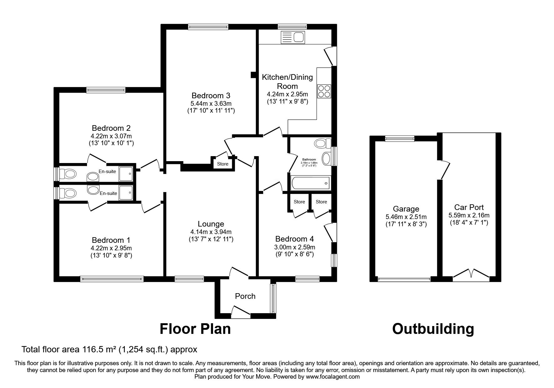 Floorplan of 4 bedroom Detached Bungalow for sale, Birsmore Avenue,, Rushey Mead, Leicestershire, LE4