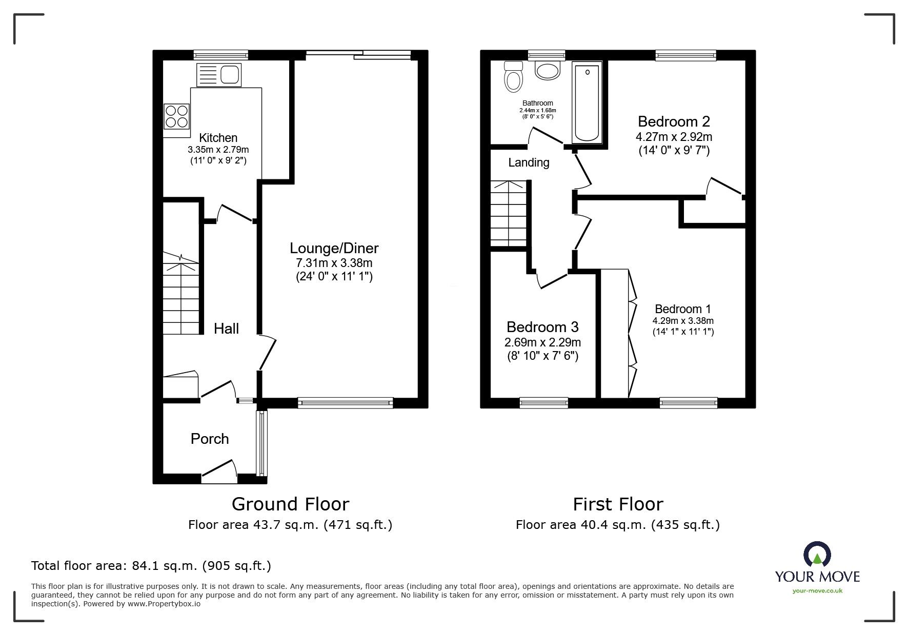 Floorplan of 3 bedroom Mid Terrace House for sale, Tatlow Road, Glenfield, Leicestershire, LE3