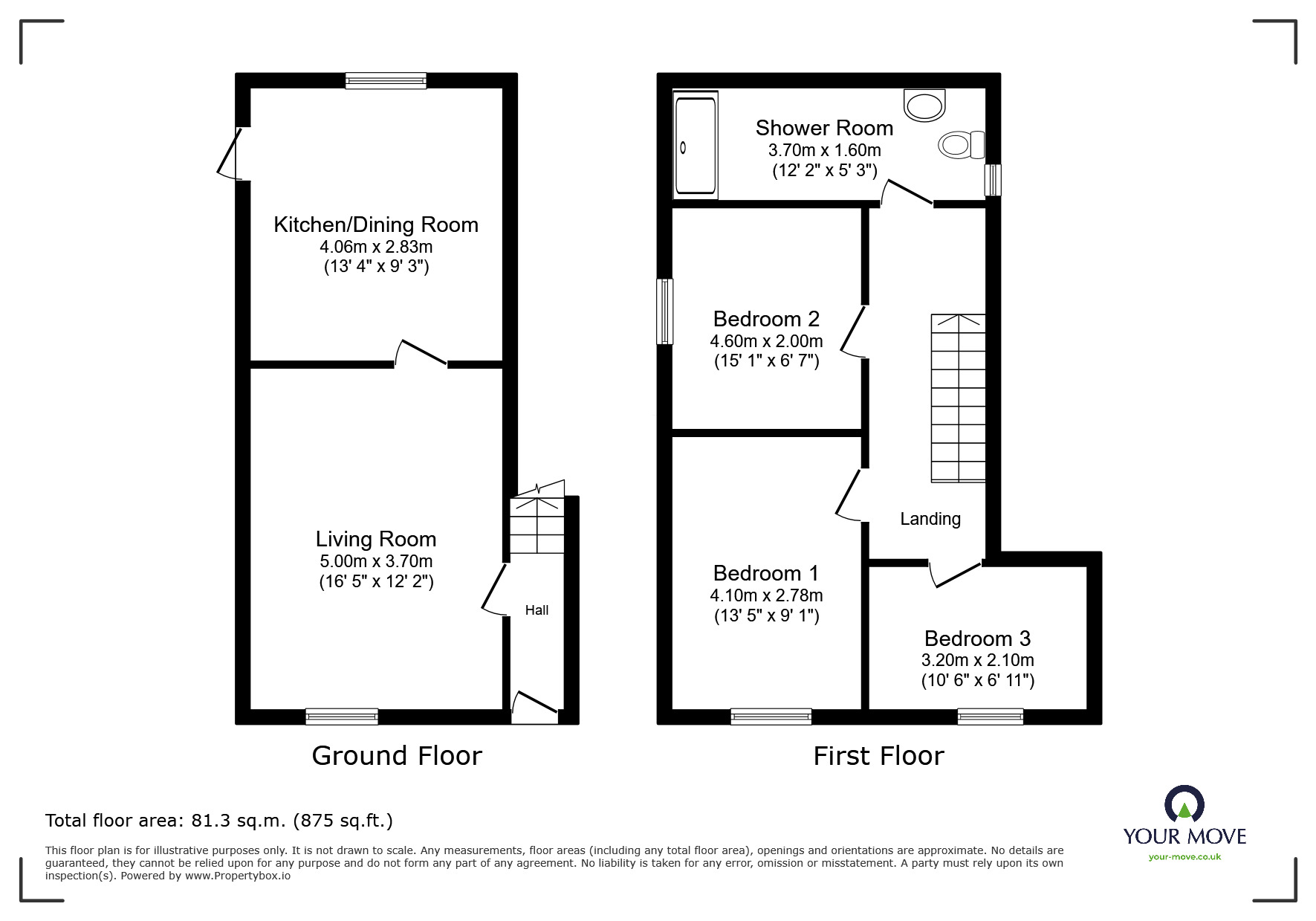 Floorplan of 3 bedroom Mid Terrace House to rent, Forbes Close, Glenfield, Leicestershire, LE3