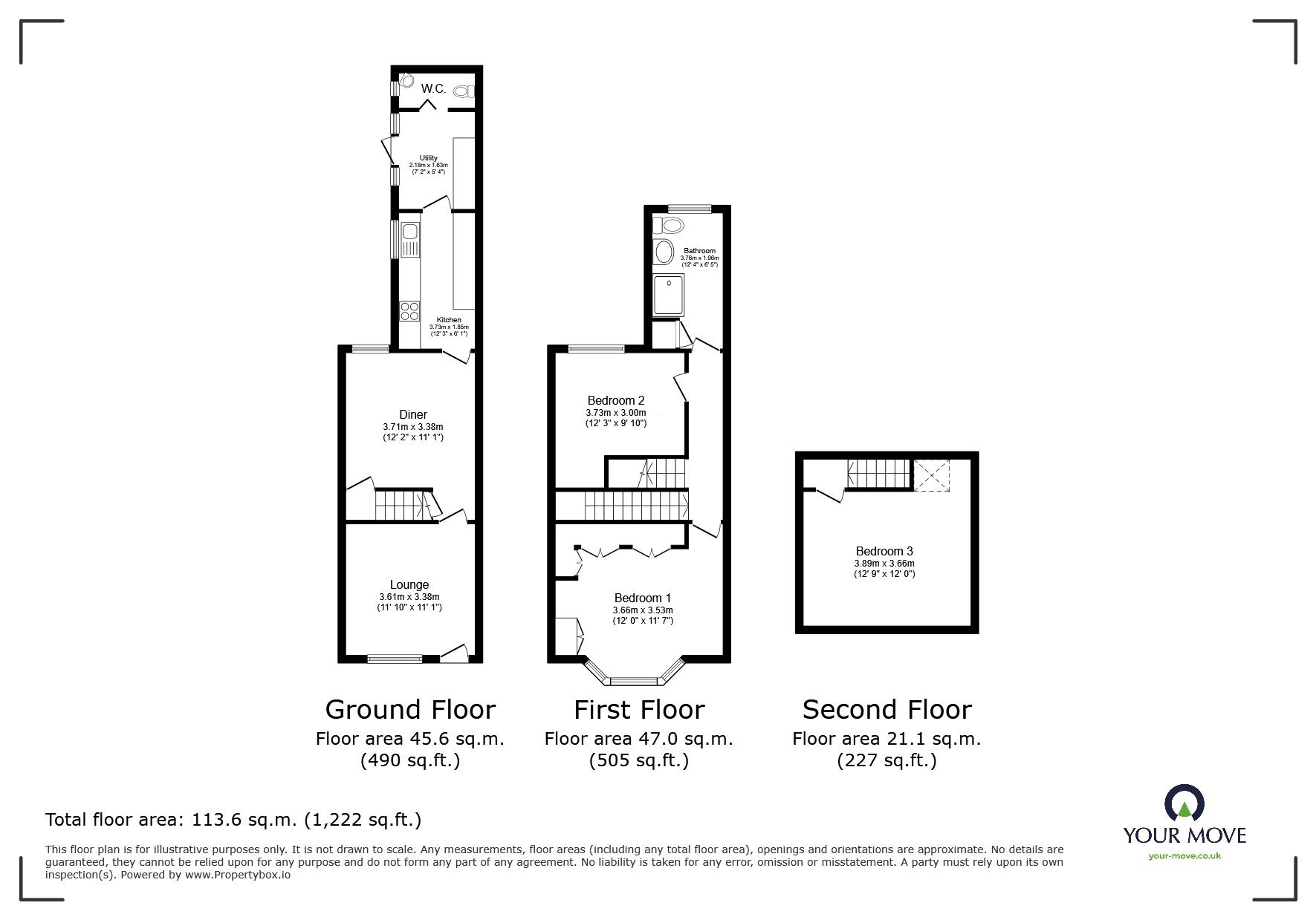 Floorplan of 3 bedroom Mid Terrace House for sale, Wolverton Road, Leicester, Leicestershire, LE3