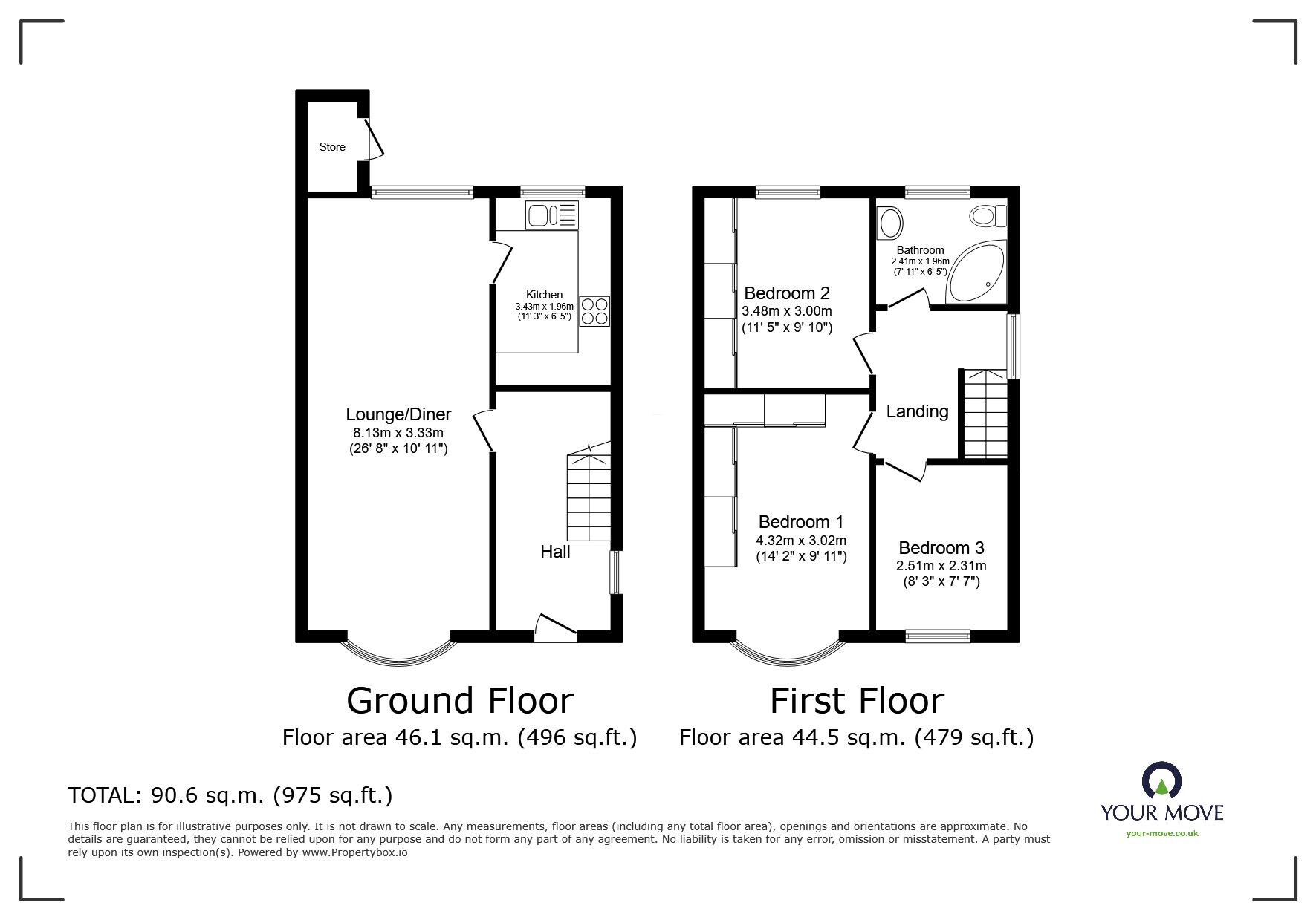 Floorplan of 3 bedroom Semi Detached House for sale, Exmoor Avenue, Leicester, Leicestershire, LE4