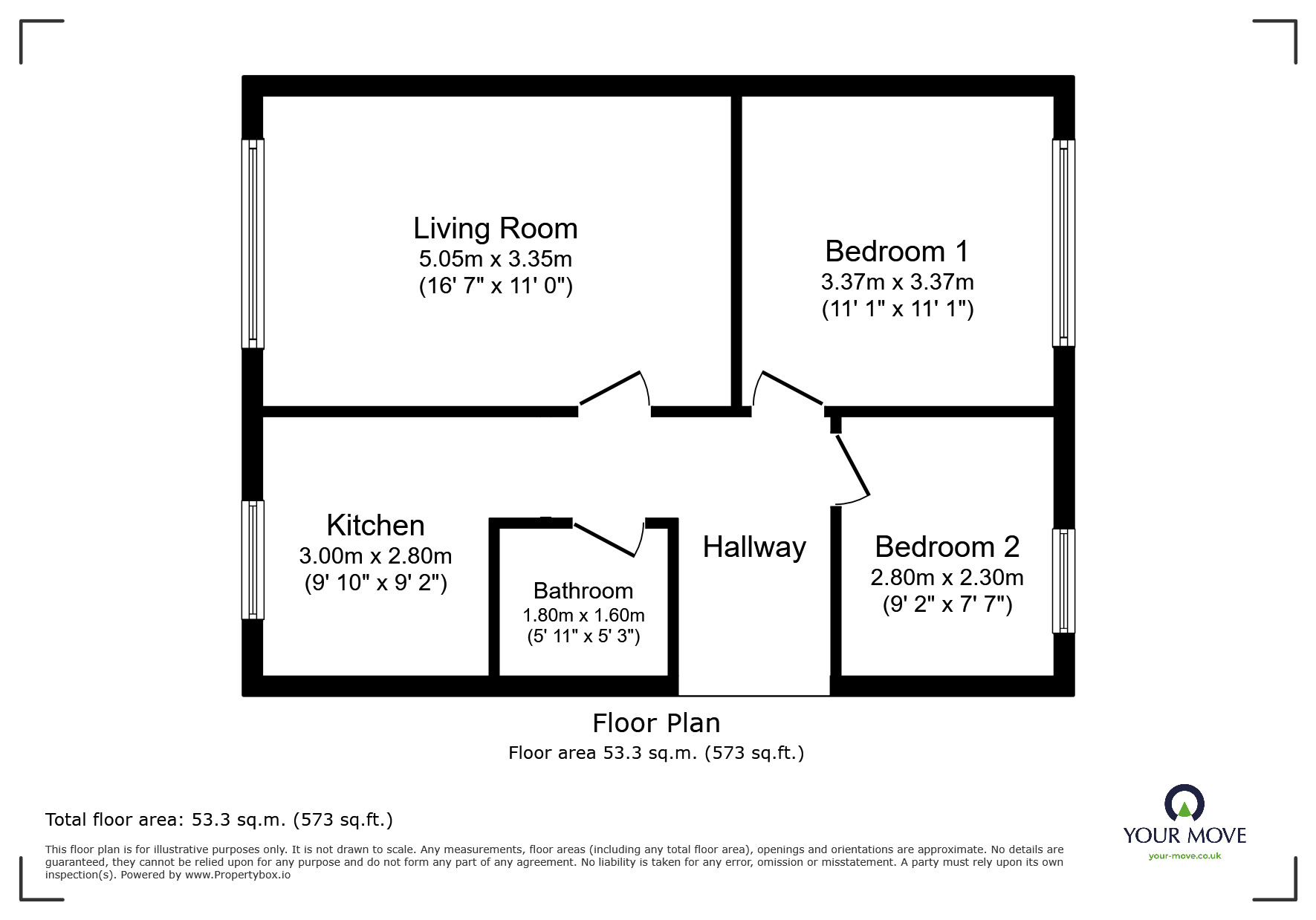 Floorplan of 2 bedroom  Bungalow to rent, Severn Road, Oadby, Leicestershire, LE2
