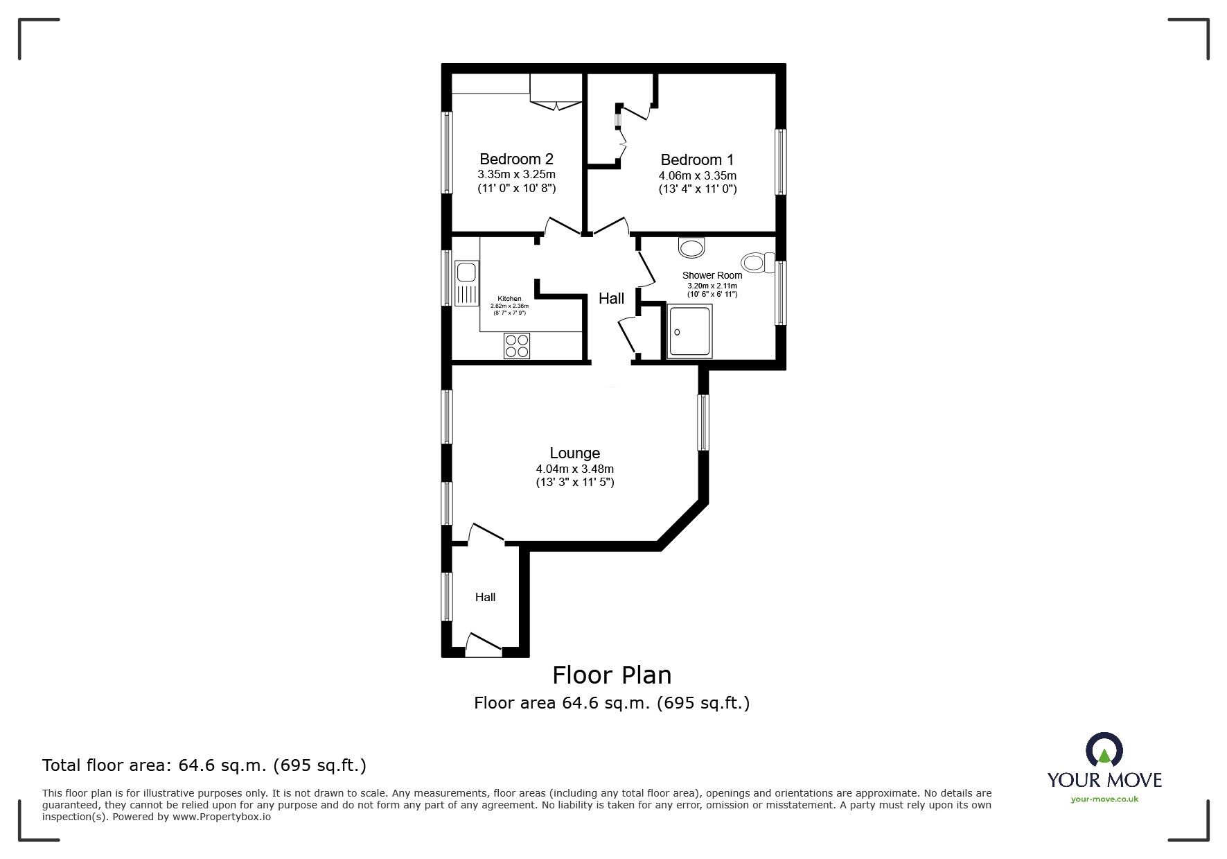 Floorplan of 2 bedroom  Flat for sale, Belvoir Court, Leicester, LE2
