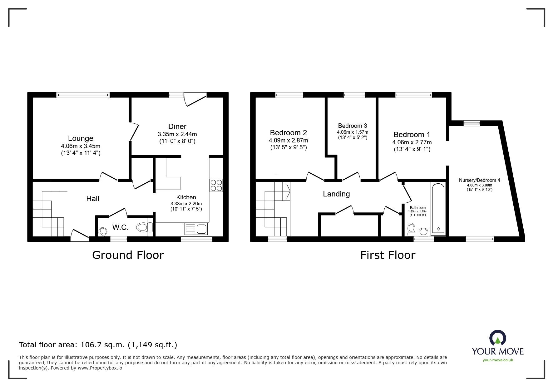 Floorplan of 3 bedroom Semi Detached House for sale, Butterwick Drive, Leicester, Leicestershire, LE4