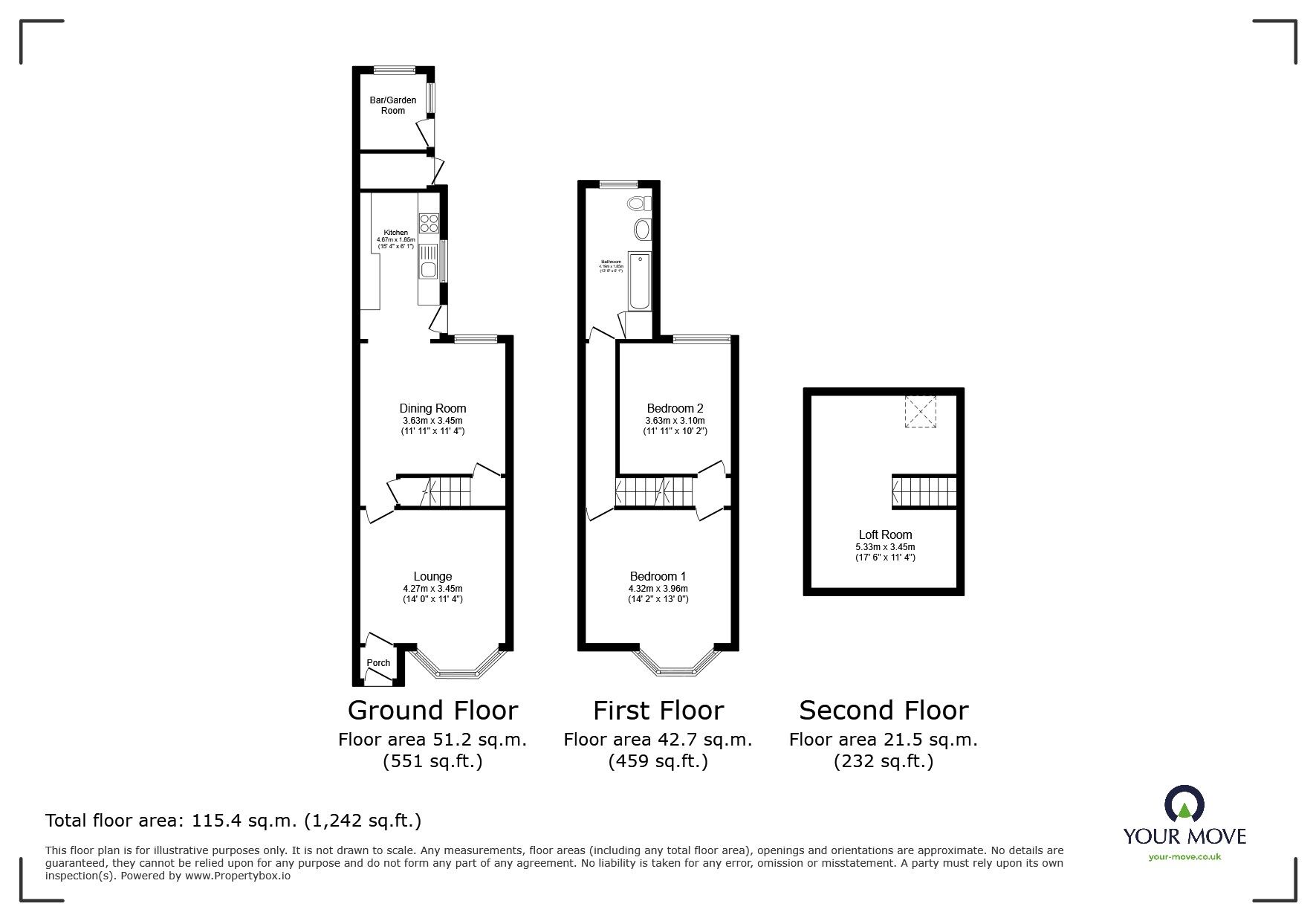 Floorplan of 2 bedroom Mid Terrace House for sale, Haddenham Road, Leicester, Leicestershire, LE3