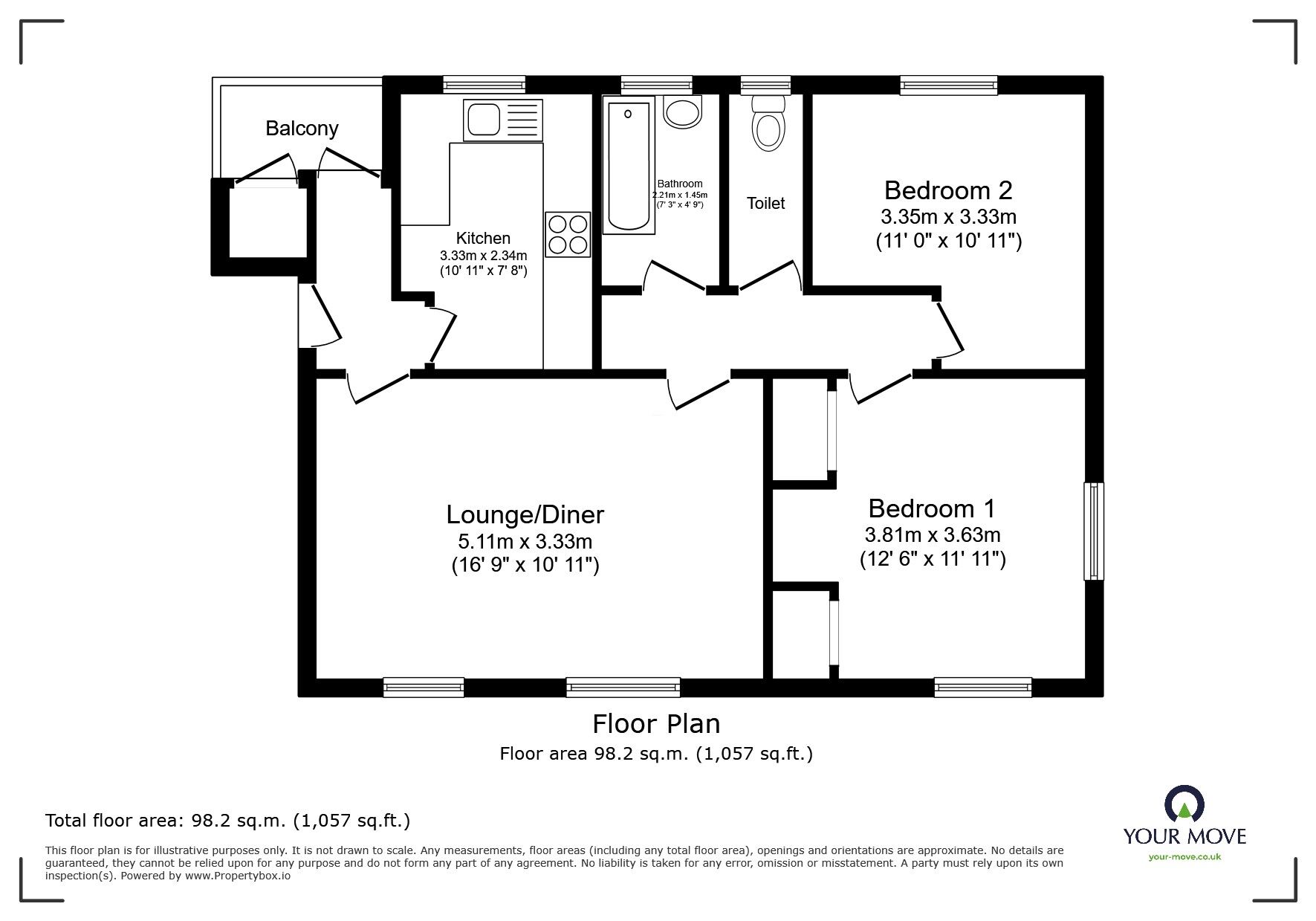 Floorplan of 2 bedroom  Flat for sale, Langley Avenue, Leicester, LE4