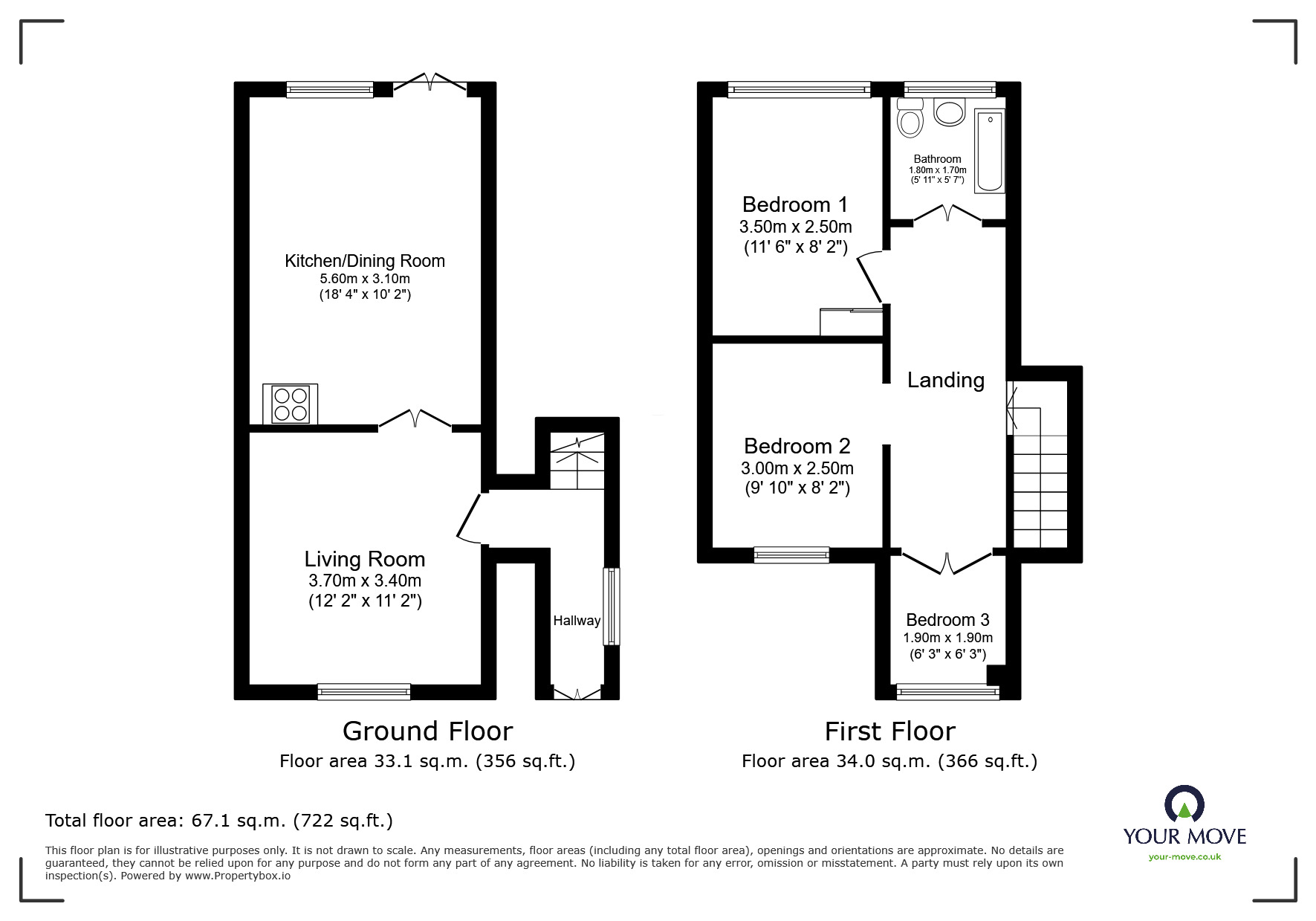Floorplan of 3 bedroom Mid Terrace House to rent, Helena Crescent, Leicester, Leicestershire, LE4