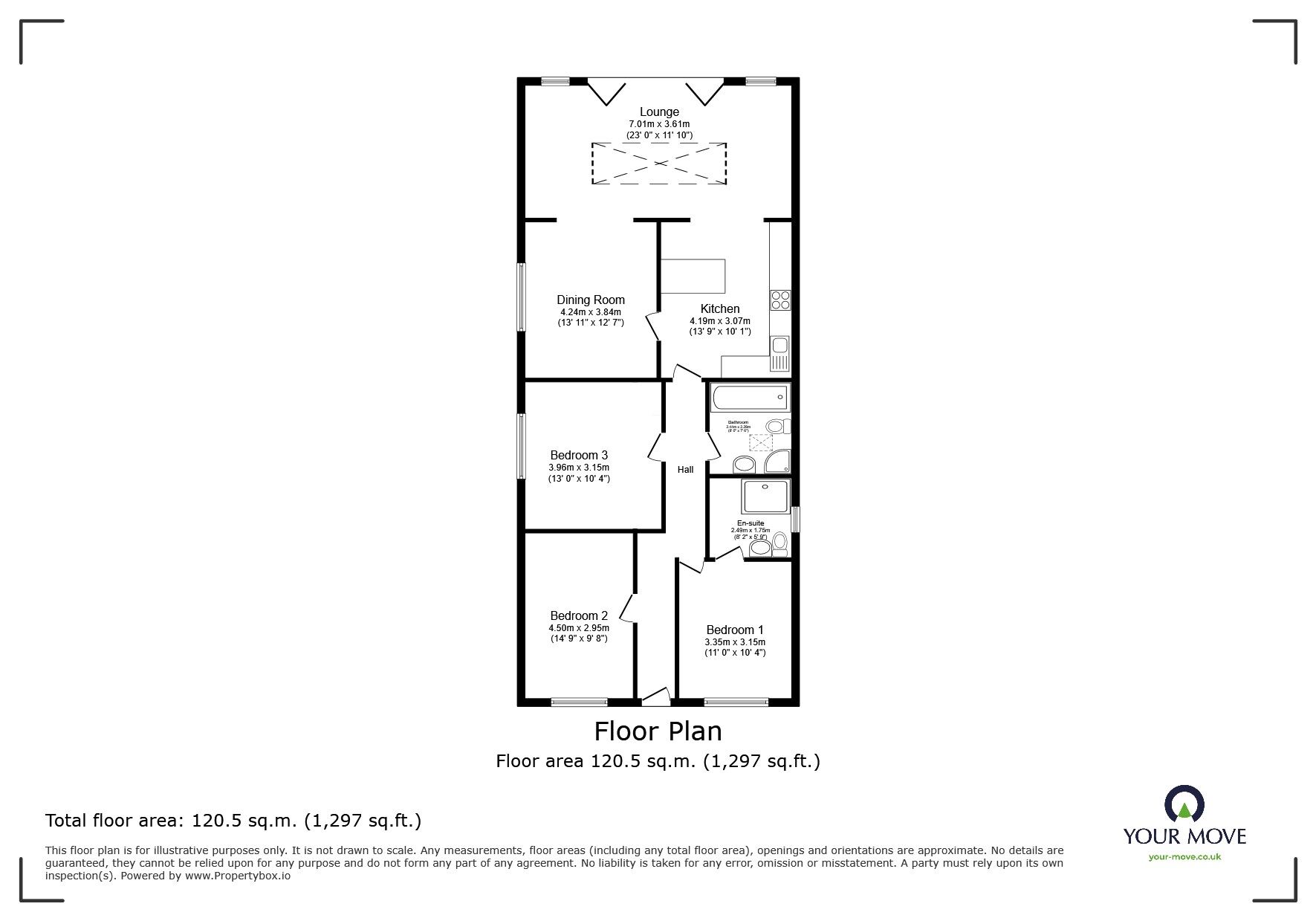 Floorplan of 3 bedroom Detached Bungalow for sale, Liberty Road, Glenfield, Leicestershire, LE3