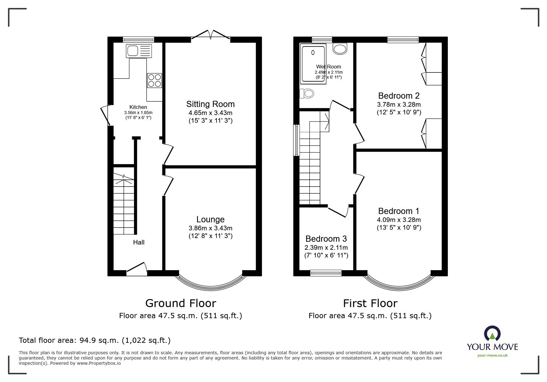 Floorplan of 3 bedroom Semi Detached House for sale, Dorchester Road, Leicester, Leicestershire, LE3