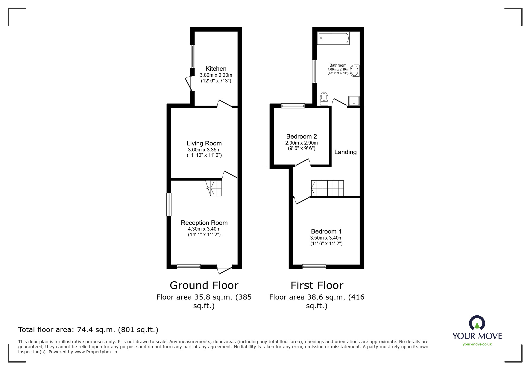 Floorplan of 2 bedroom Mid Terrace House to rent, Boundary Road, Leicester, Leicestershire, LE2