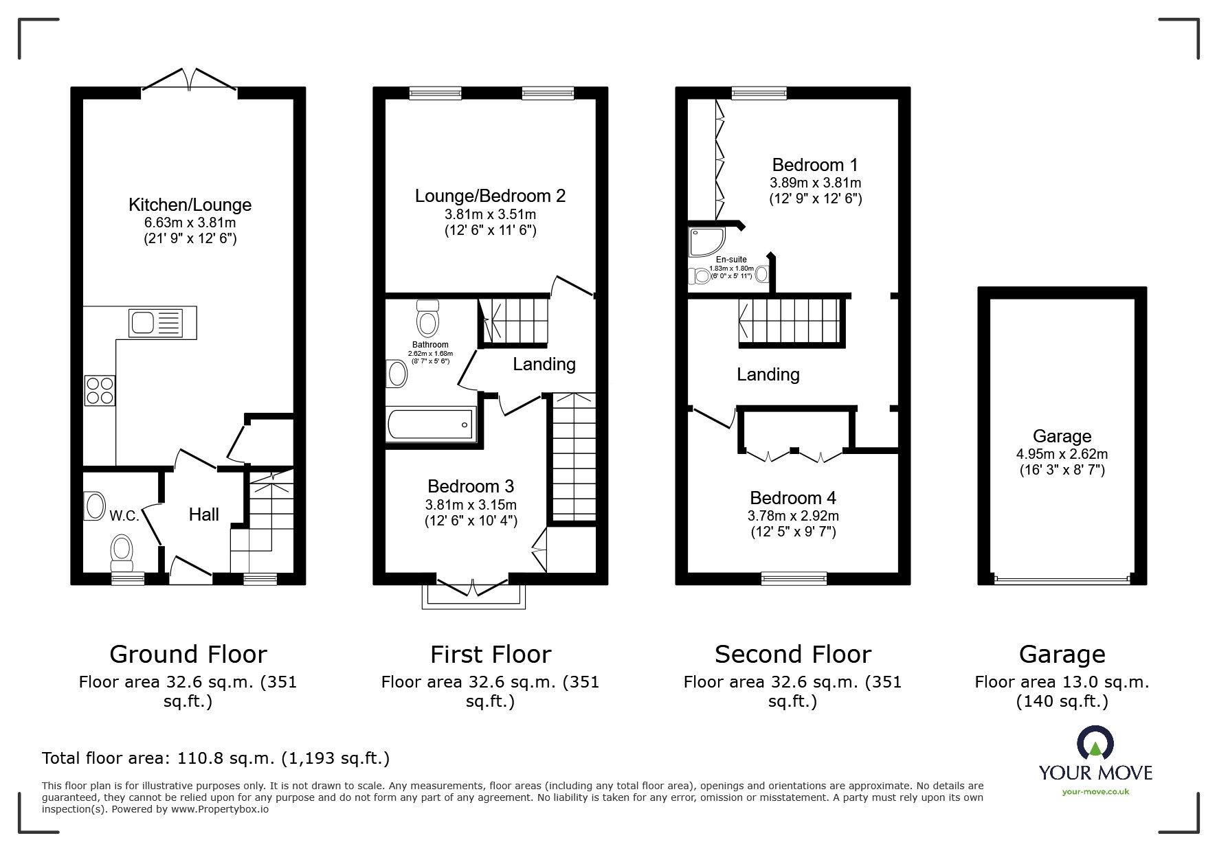 Floorplan of 4 bedroom End Terrace House for sale, Onyx Crescent, Leicester, Leicestershire, LE4