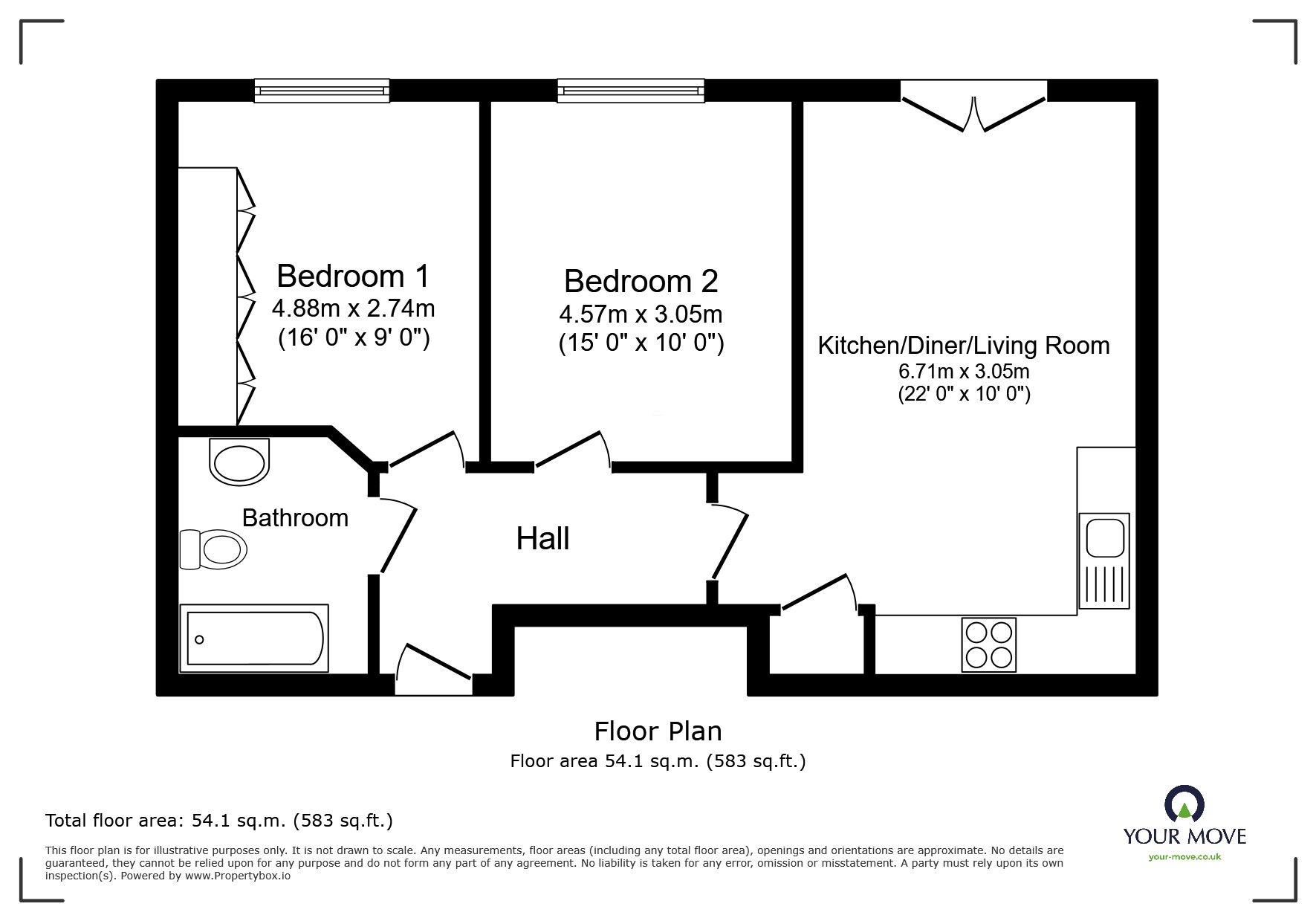 Floorplan of 2 bedroom  Flat for sale, Church Street, Leicester, Leicestershire, LE1