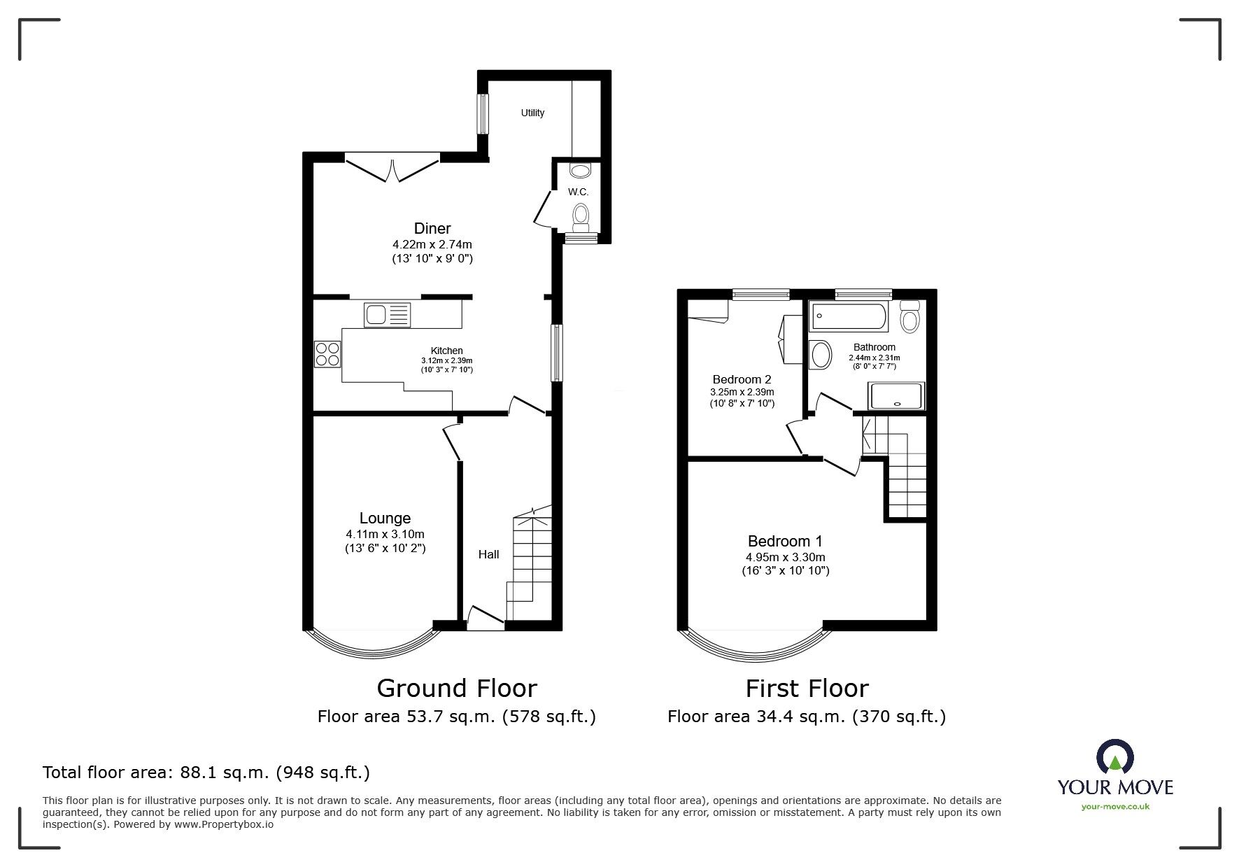Floorplan of 2 bedroom Semi Detached House for sale, Roydene Crescent, Leicester, Leicestershire, LE4