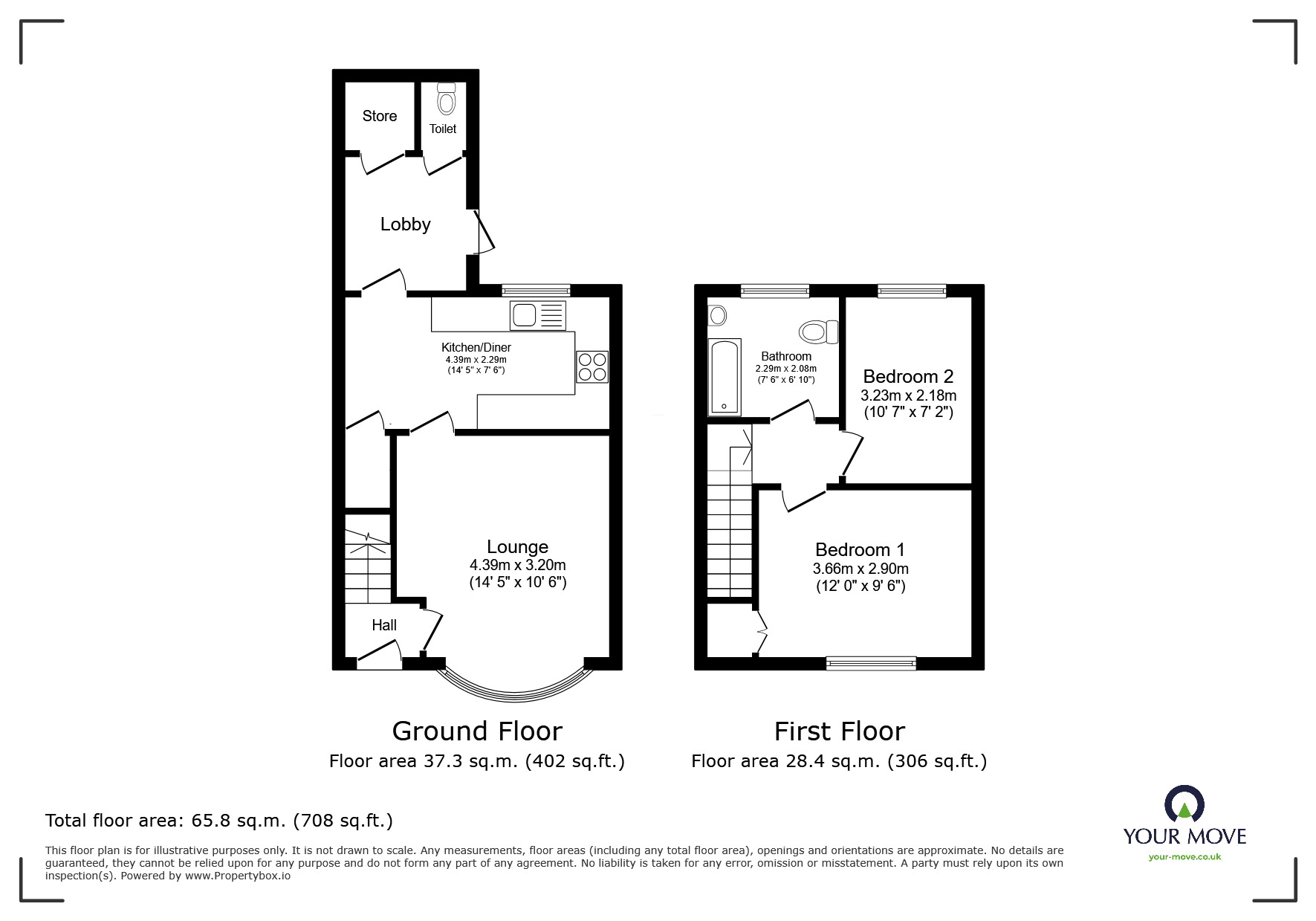 Floorplan of 2 bedroom Mid Terrace House for sale, Woodbridge Road, Leicester, Leicestershire, LE4