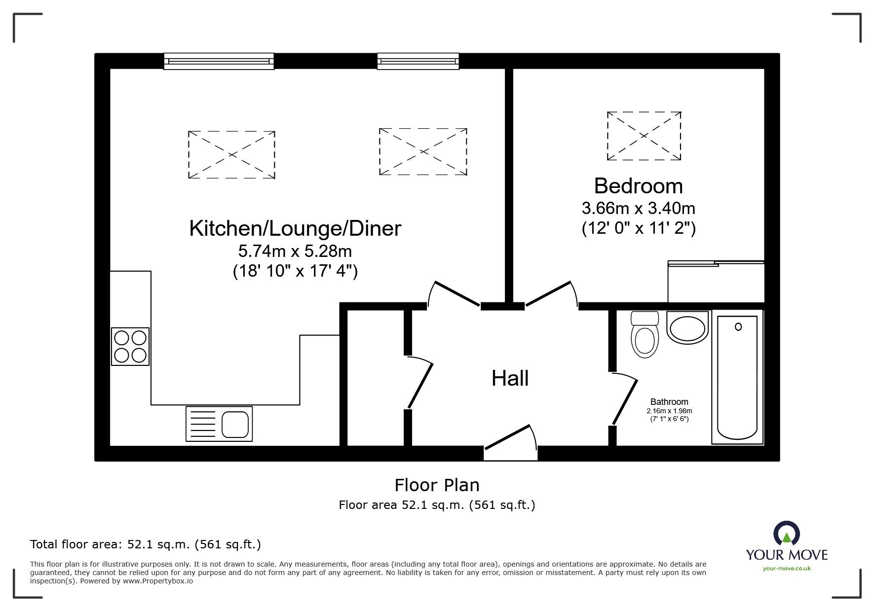 Floorplan of 1 bedroom  Flat for sale, Cowper Street, Leicester, Leicestershire, LE2