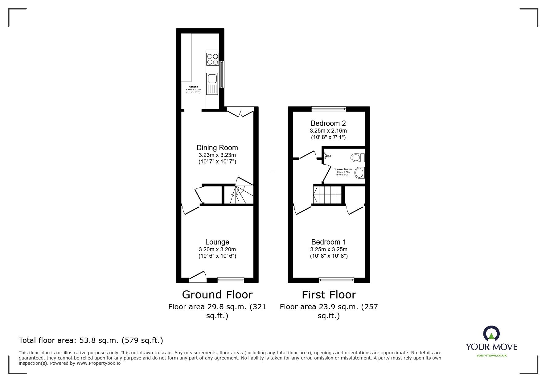 Floorplan of 2 bedroom Mid Terrace House for sale, Manor Street, Wigston, Leicestershire, LE18