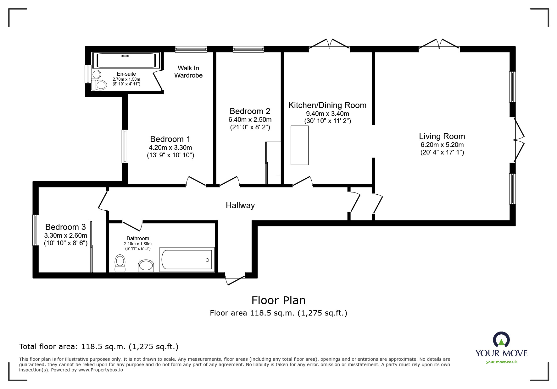 Floorplan of 3 bedroom Detached Bungalow to rent, Glebe Road, Queniborough, Leicestershire, LE7