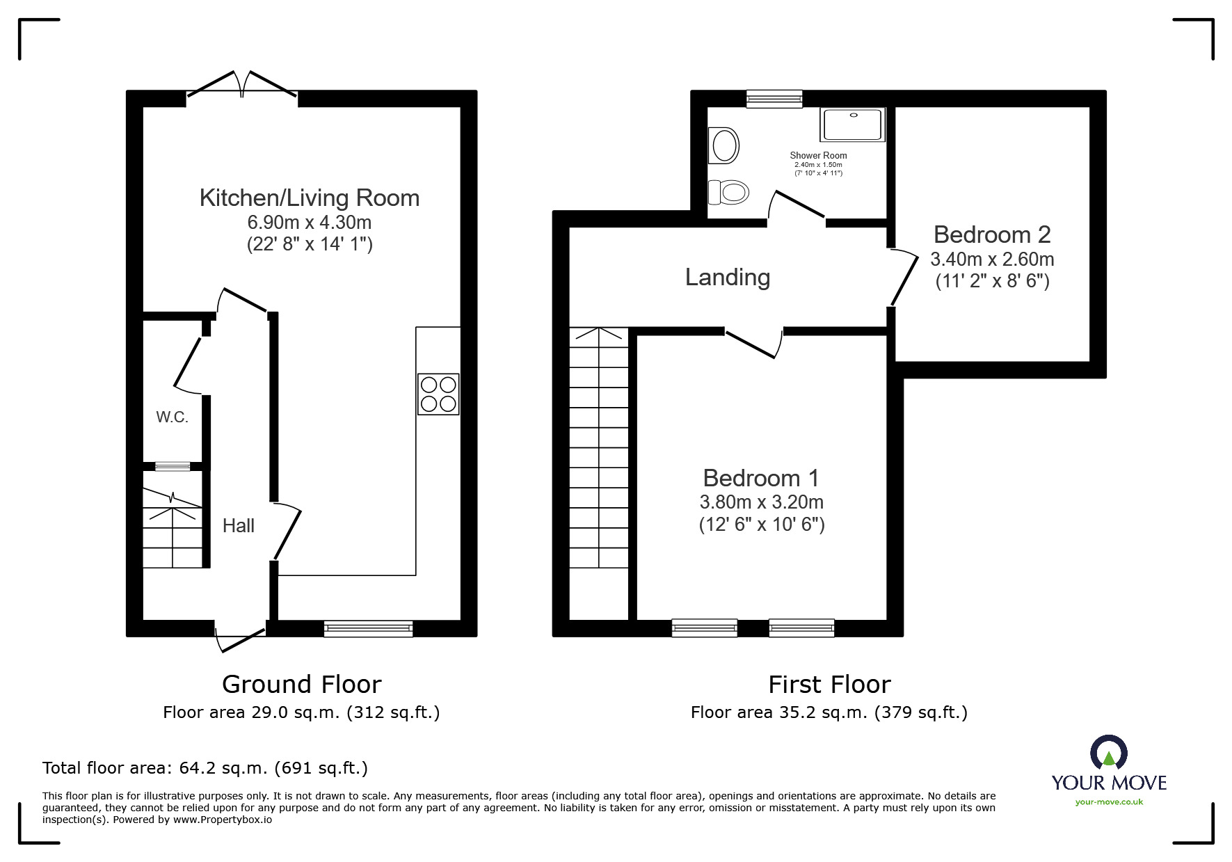 Floorplan of 2 bedroom Semi Detached House to rent, Westover Road, Leicester, Leicestershire, LE3