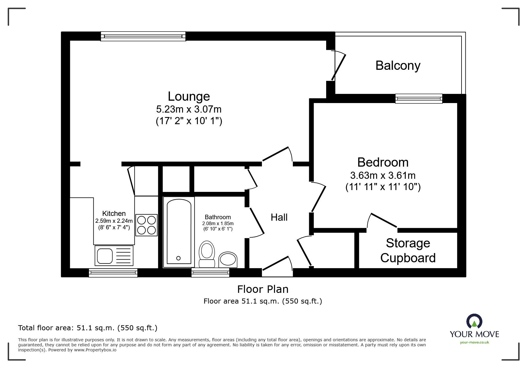 Floorplan of 1 bedroom  Flat for sale, Kinley Road, Leicester, Leicestershire, LE4