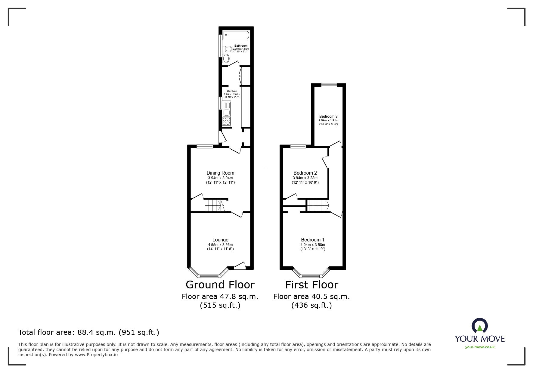 Floorplan of 3 bedroom Mid Terrace House for sale, Haddenham Road, Leicester, Leicestershire, LE3