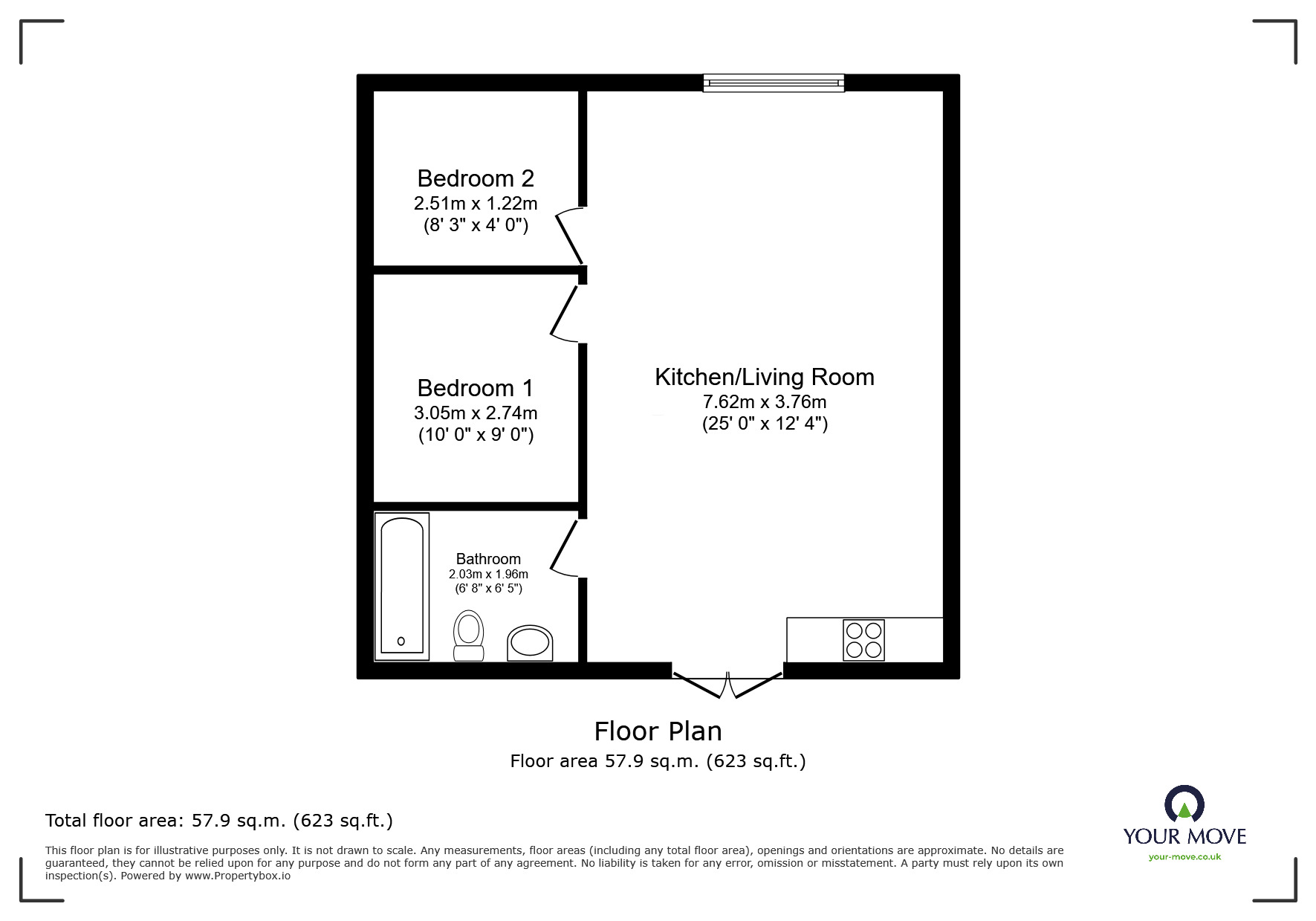 Floorplan of 1 bedroom  Flat to rent, Highcross Lane, Leicester, Leicestershire, LE1