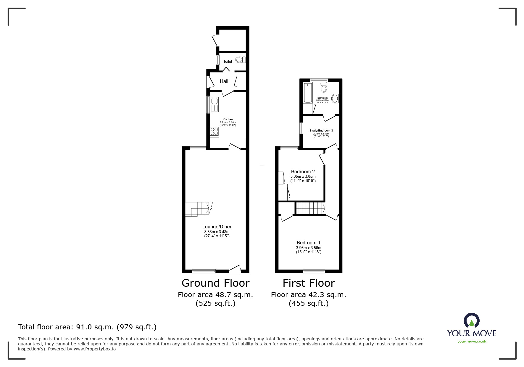 Floorplan of 2 bedroom Mid Terrace House for sale, Hobson Road, Leicester, Leicestershire, LE4
