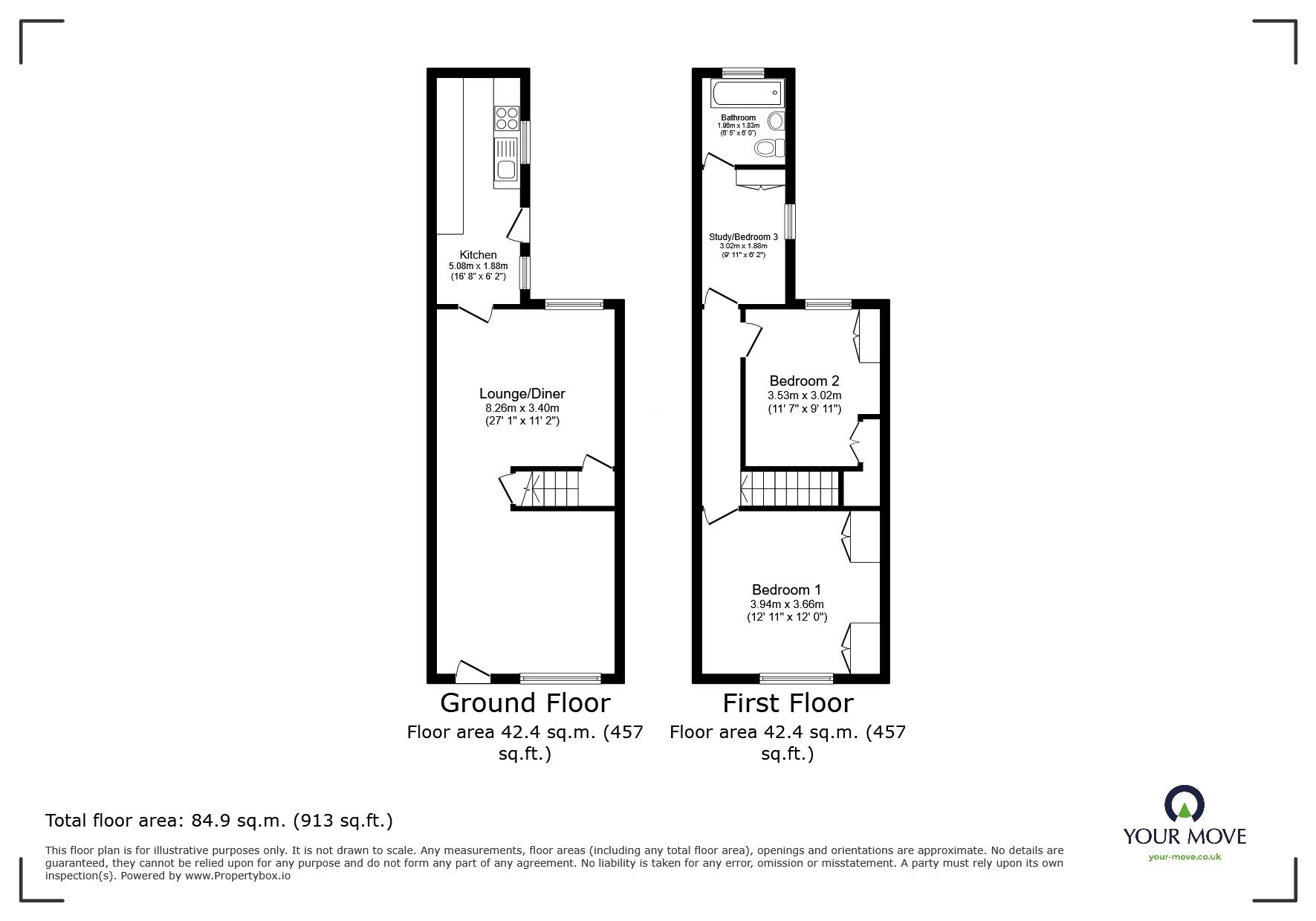Floorplan of 2 bedroom Mid Terrace House for sale, Woodland Road, Leicester, Leicestershire, LE5