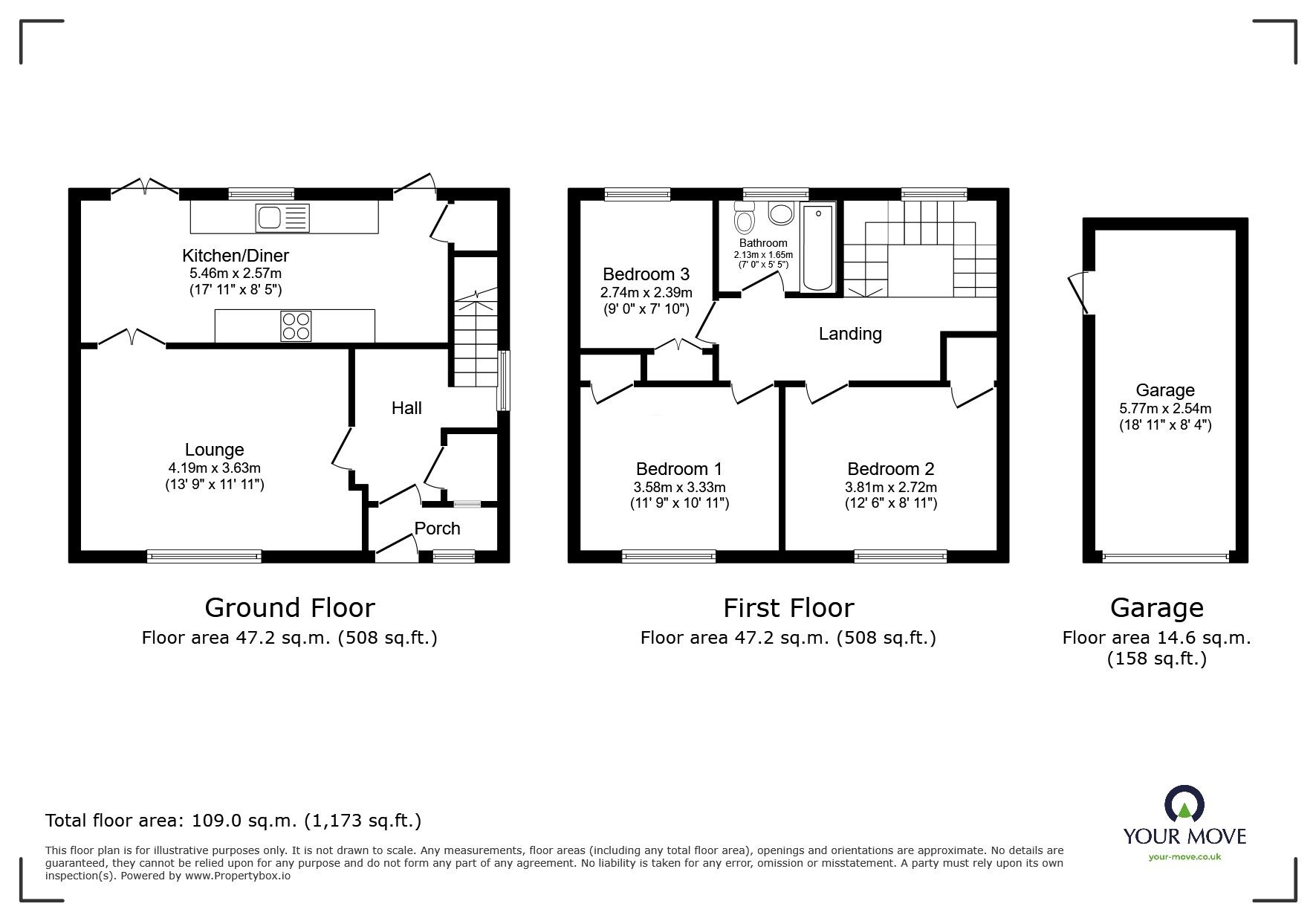 Floorplan of 3 bedroom Semi Detached House for sale, Darwen Close, Leicester, Leicestershire, LE3