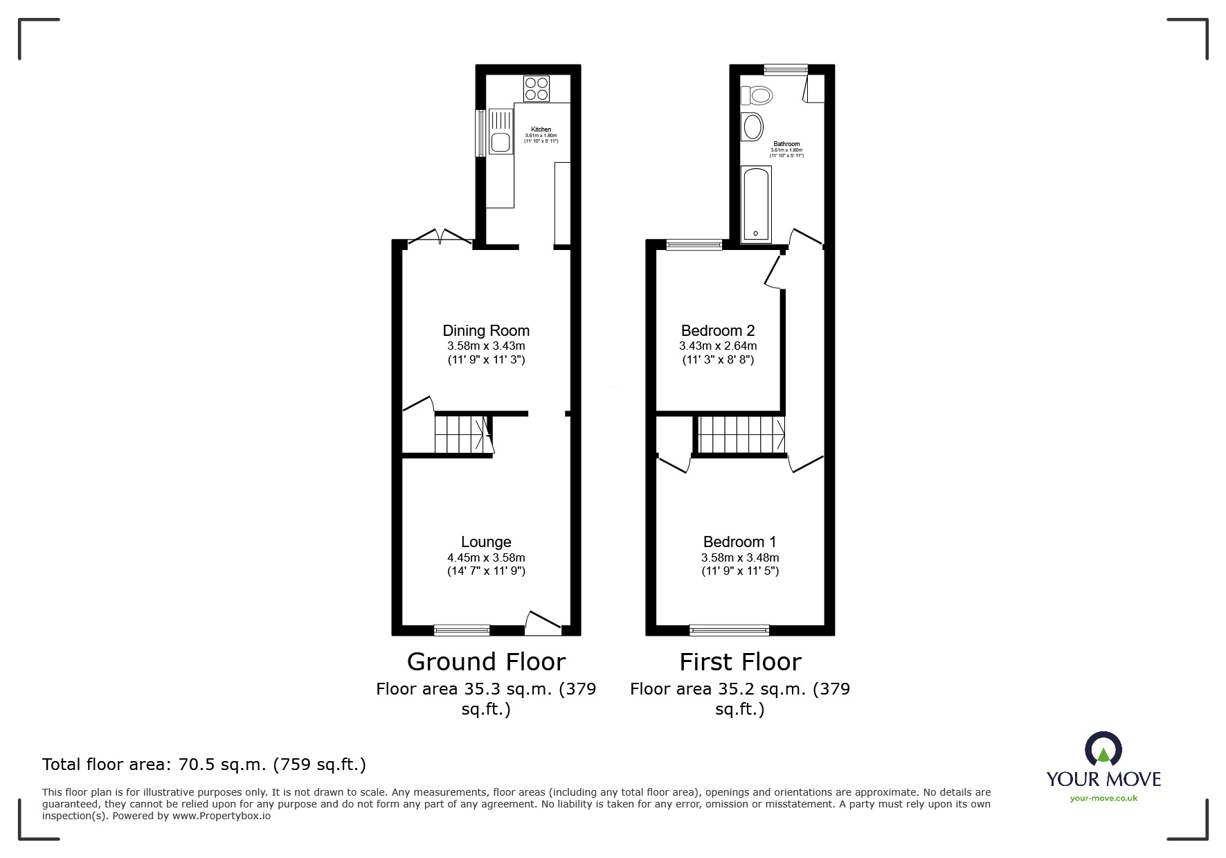 Floorplan of 2 bedroom Mid Terrace House for sale, Muriel Road, Leicester, Leicester City, LE3