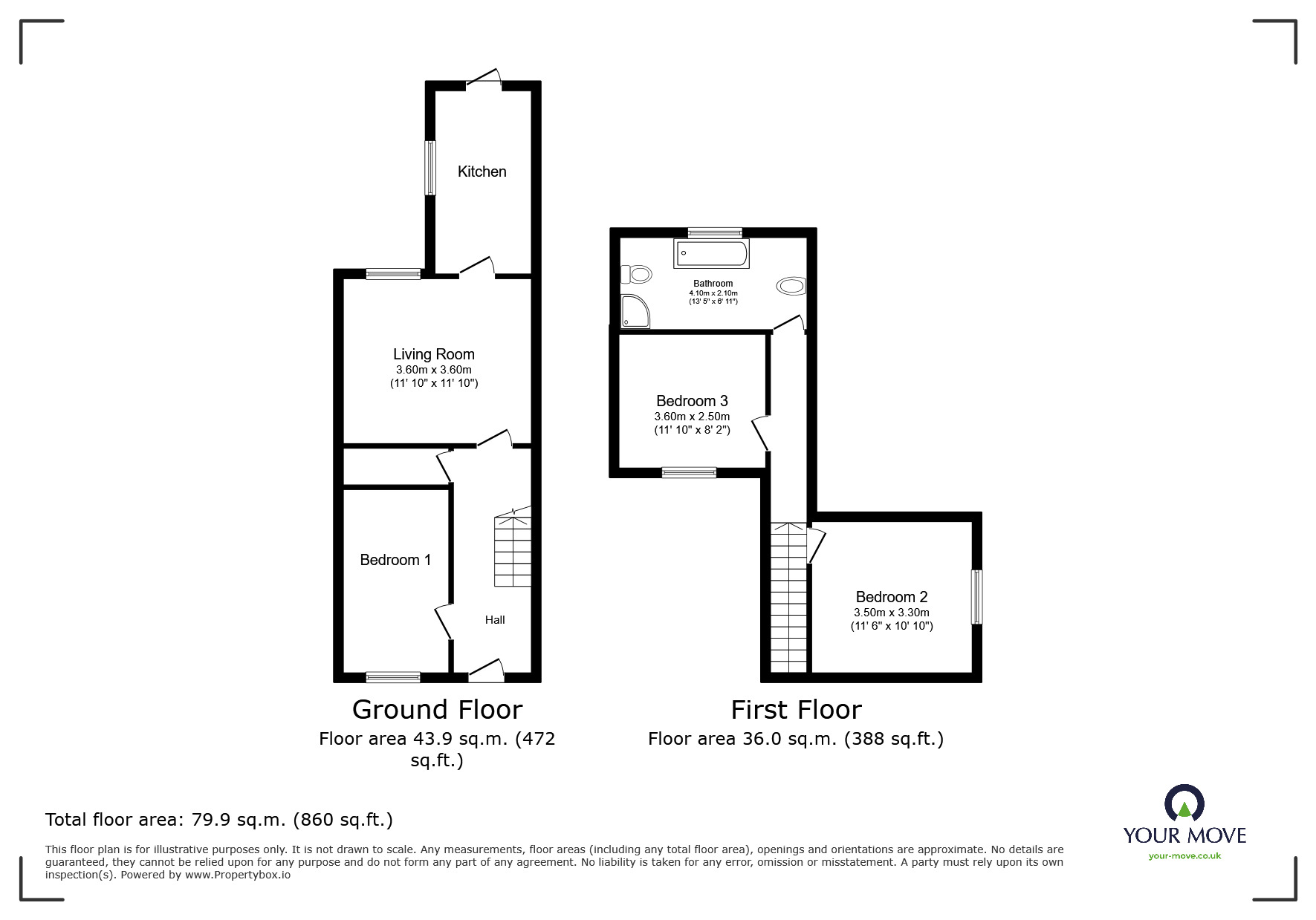 Floorplan of 3 bedroom Mid Terrace House to rent, Wilberforce Road, Leicester, Leicestershire, LE3