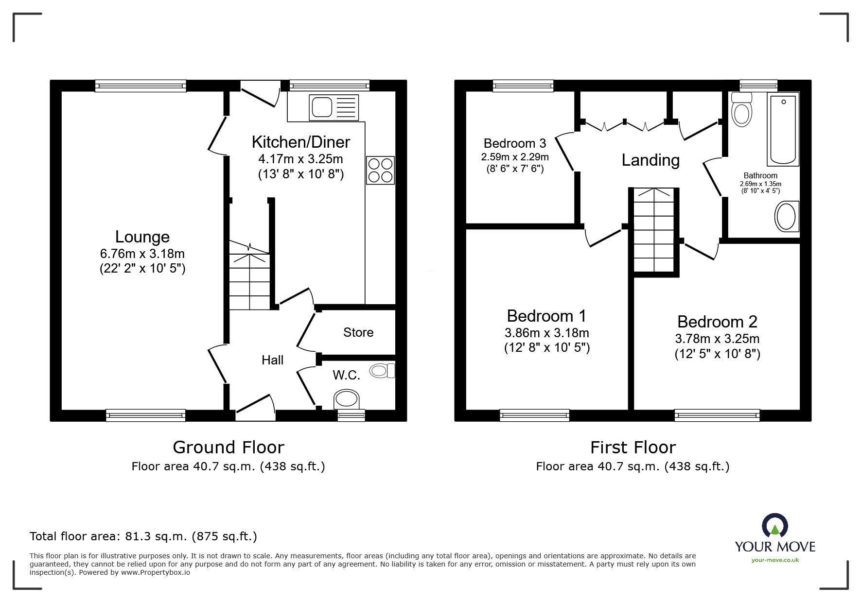 Floorplan of 3 bedroom End Terrace House for sale, Allinson Close, Leicester, Leicestershire, LE5