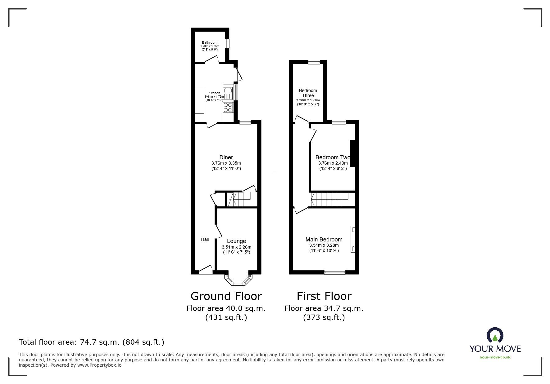 Floorplan of 3 bedroom Mid Terrace House for sale, Welford Road, Leicester, Leicestershire, LE2
