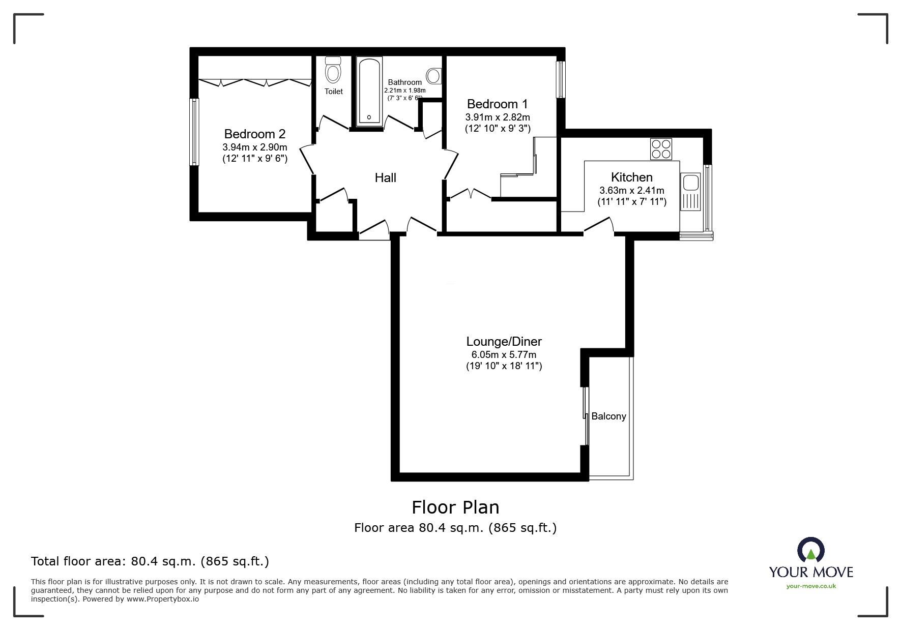 Floorplan of 2 bedroom Flat for sale, Victoria Park Road, Leicester, Leicestershire, LE2