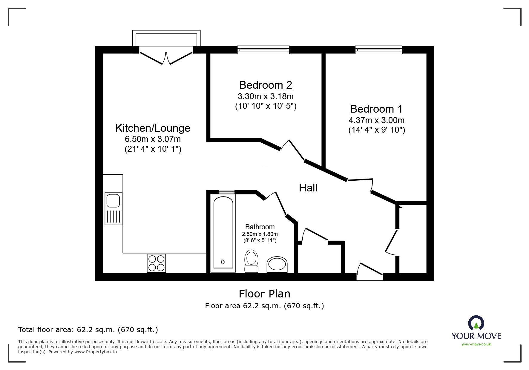Floorplan of 2 bedroom Flat for sale, Junior Street, Leicester, Leicestershire, LE1