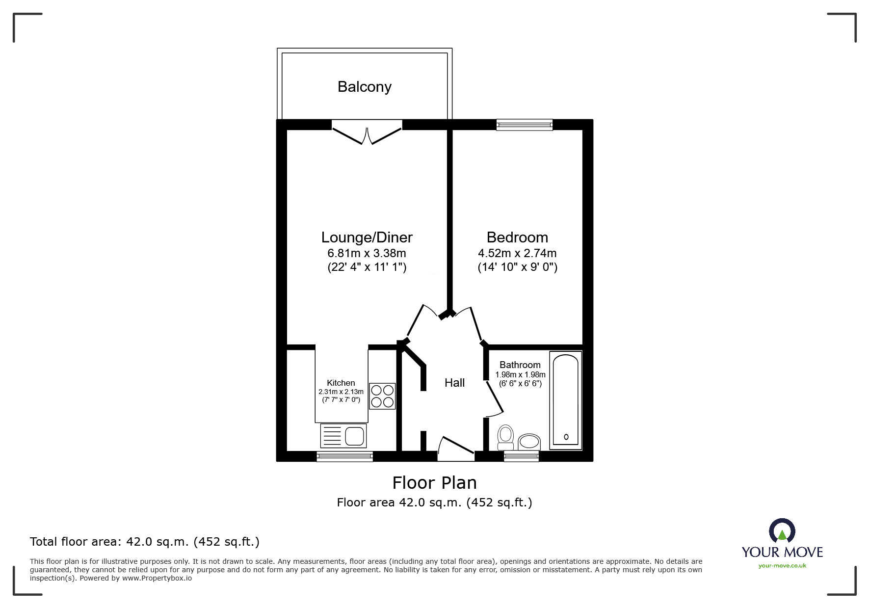 Floorplan of 1 bedroom Flat for sale, Sandhills Avenue, Hamilton, Leicestershire, LE5