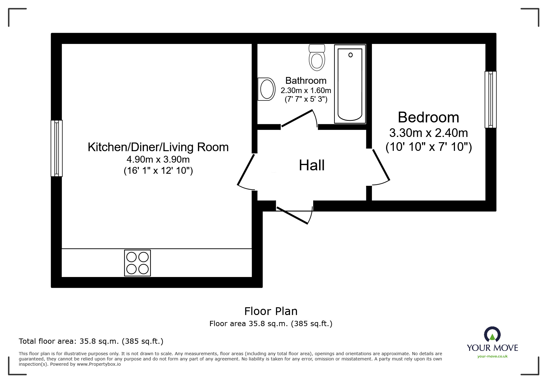 Floorplan of 1 bedroom Flat to rent, Fosse Road North, Leicester, Leicestershire, LE3