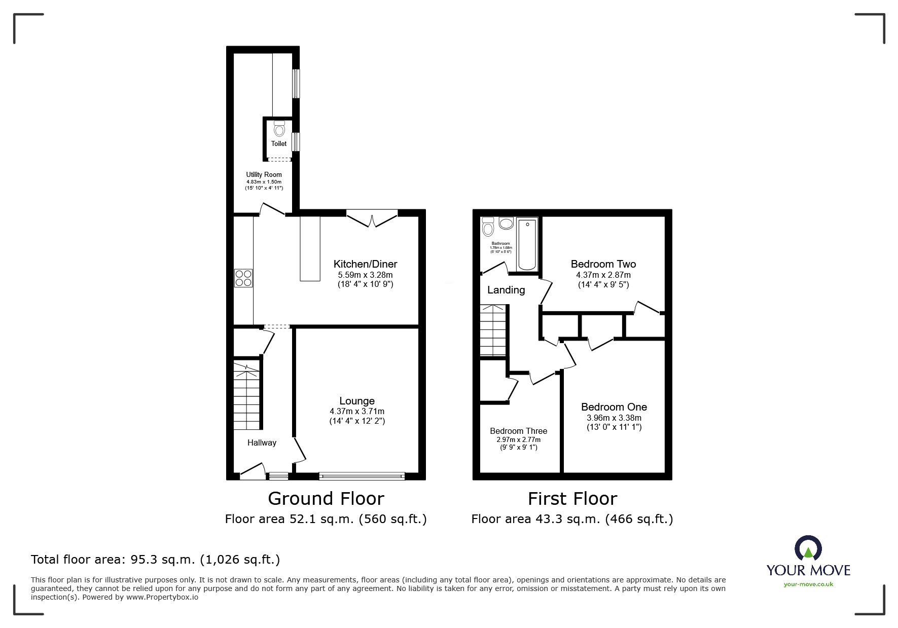 Floorplan of 3 bedroom End Terrace House for sale, Amyson Road, Leicester, Leicestershire, LE5