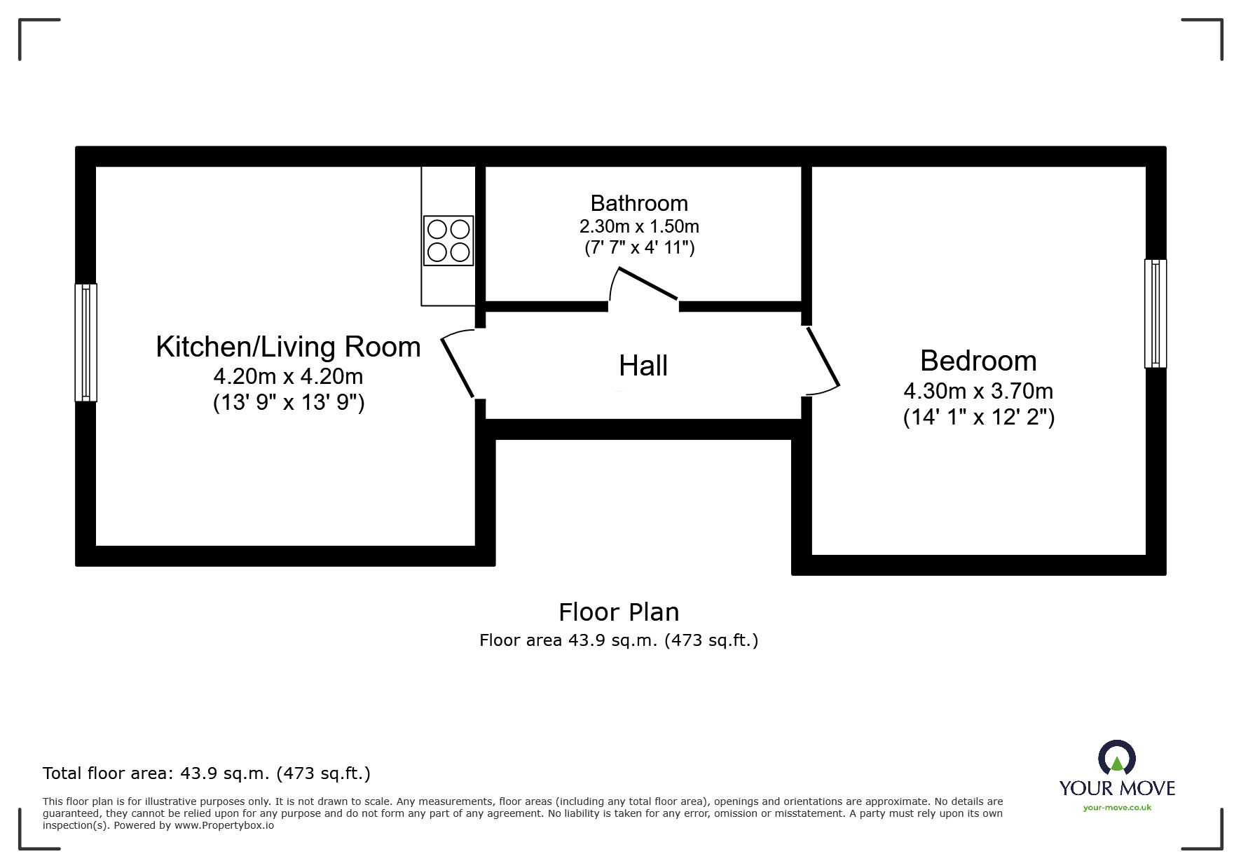 Floorplan of 1 bedroom Flat to rent, Fosse Road Central, Leicester, Leicestershire, LE3
