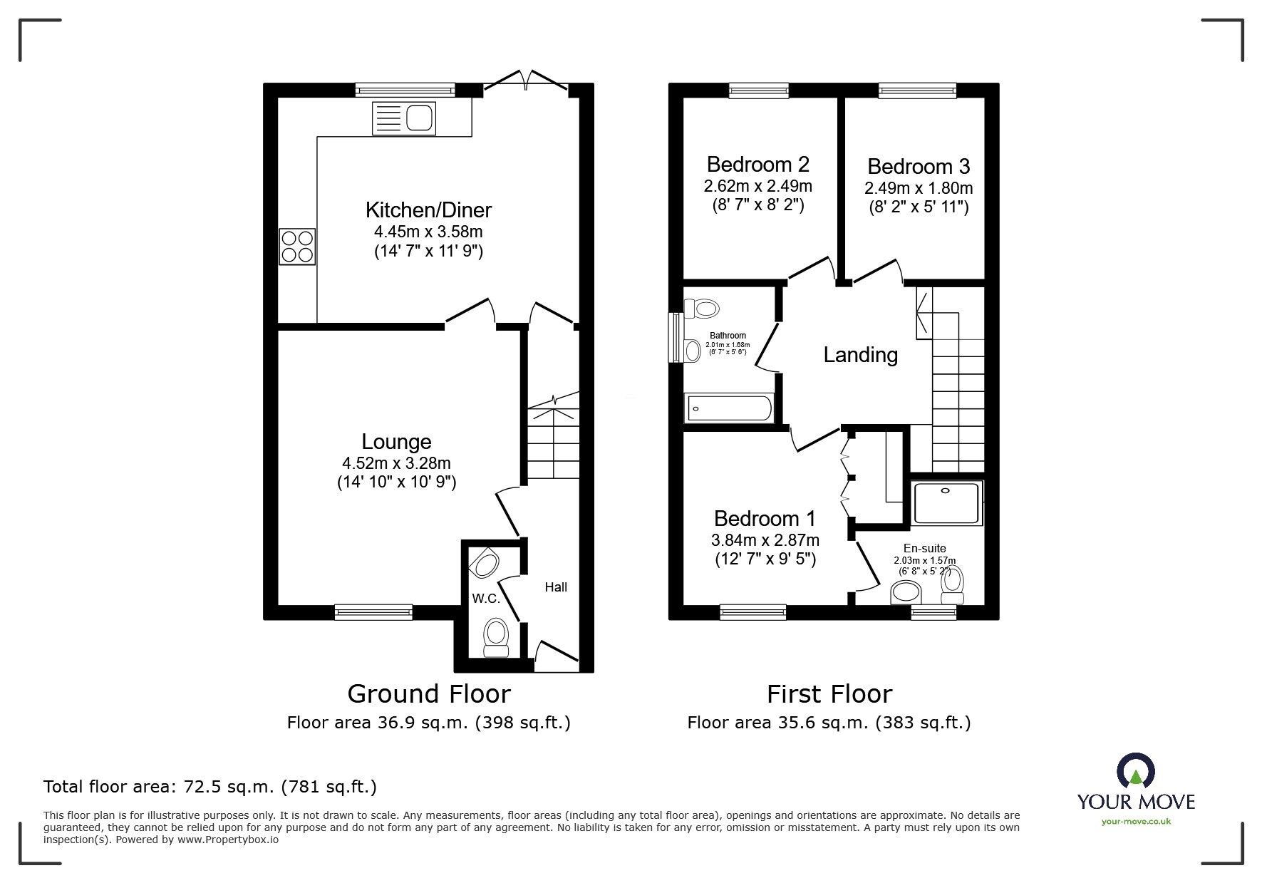 Floorplan of 3 bedroom Semi Detached House for sale, Willows End, Scraptoft, Leicestershire, LE7
