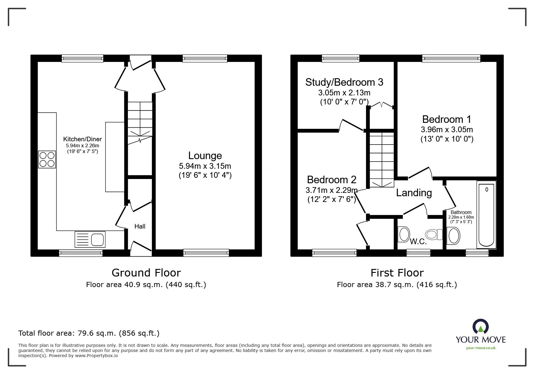 Floorplan of 2 bedroom End Terrace House for sale, Tudor Close, Leicester, Leicestershire, LE3
