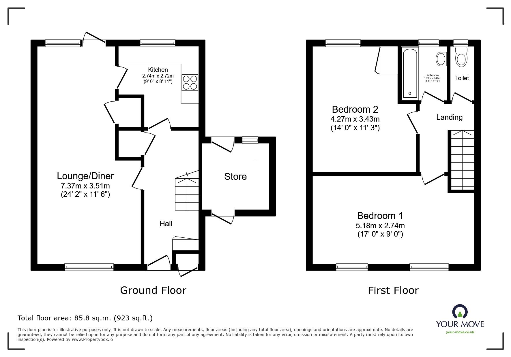 Floorplan of 2 bedroom End Terrace House for sale, Balderstone Close, Leicester, Leicestershire, LE5