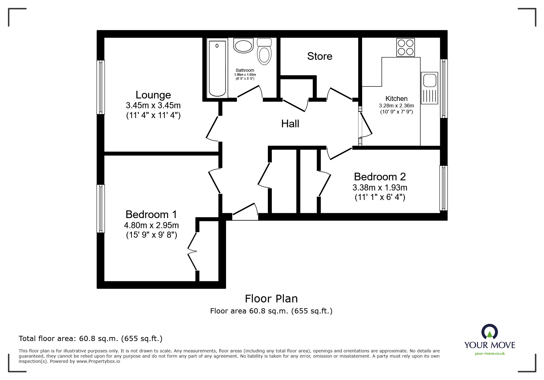 Floorplan of 2 bedroom Flat for sale, Hotoft Road, Leicester, Leicestershire, LE5