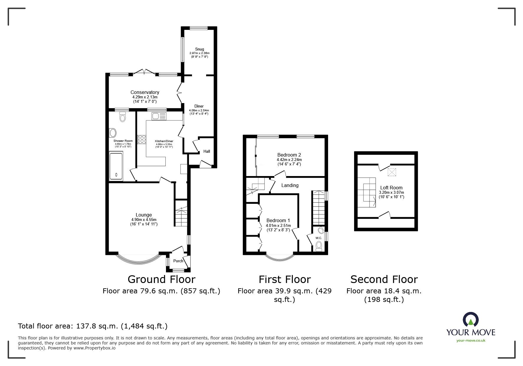 Floorplan of 2 bedroom Semi Detached House for sale, Roydene Crescent, Leicester, Leicestershire, LE4