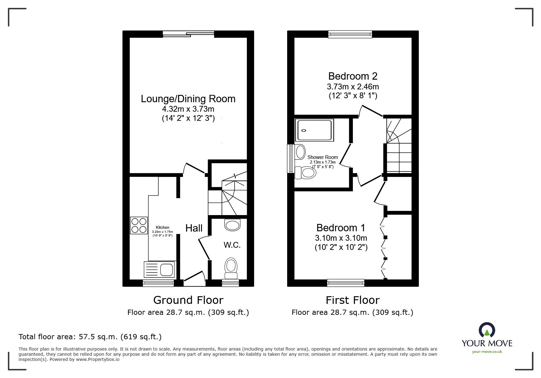Floorplan of 2 bedroom Detached House for sale, Hedgerow Road, Leicester, Leicestershire, LE3