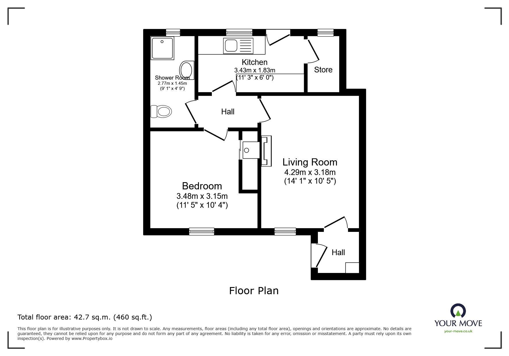Floorplan of 1 bedroom Mid Terrace Bungalow for sale, Upper Hall Close, Leicester, Leicestershire, LE5