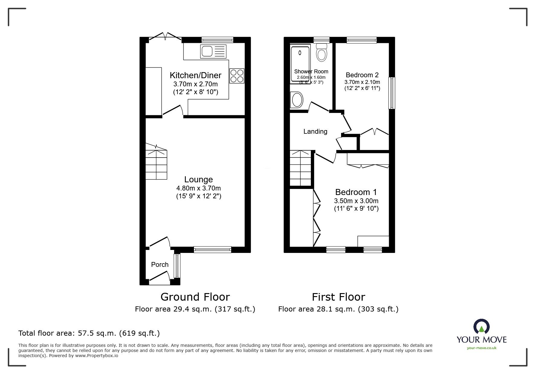 Floorplan of 2 bedroom Semi Detached House for sale, Bryony Road, Hamilton, Leicestershire, LE5